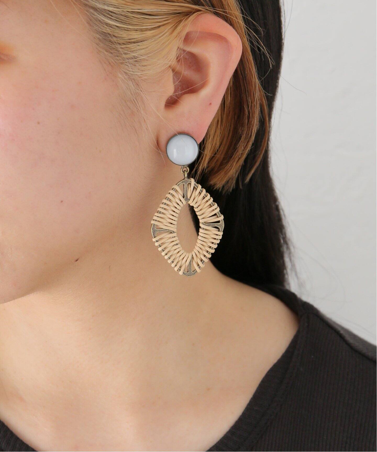 ADER Bijoux / アデル ビジュー DIA hoop cabochon earring 42295001  