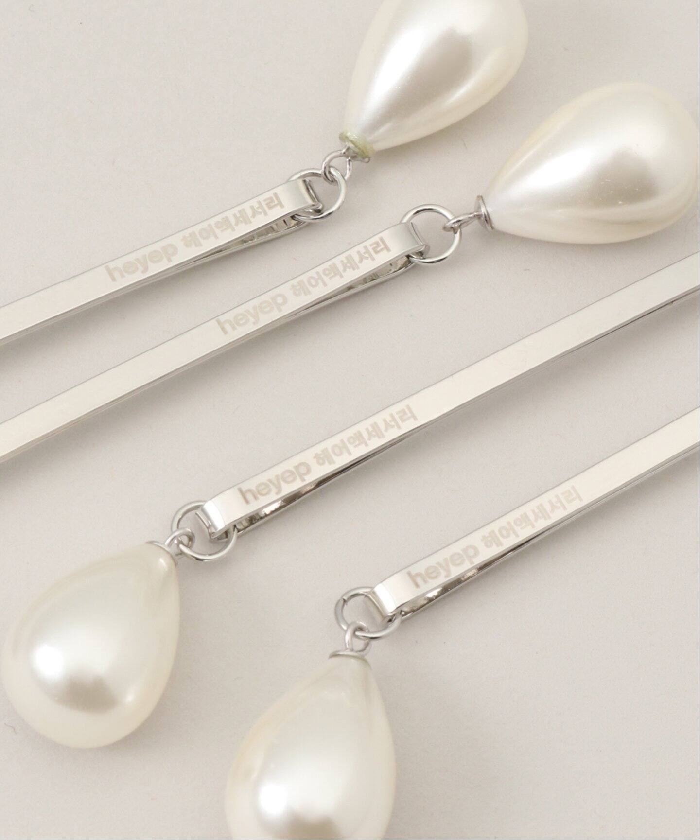 heyep/ヘイップ】 Drop Pearl hair Pins (4P)（ヘアアクセサリー