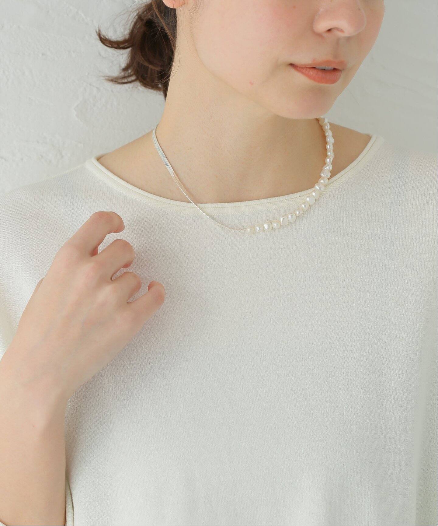 PREEK/プリーク】snake chain pearl half necklace（ネックレス 