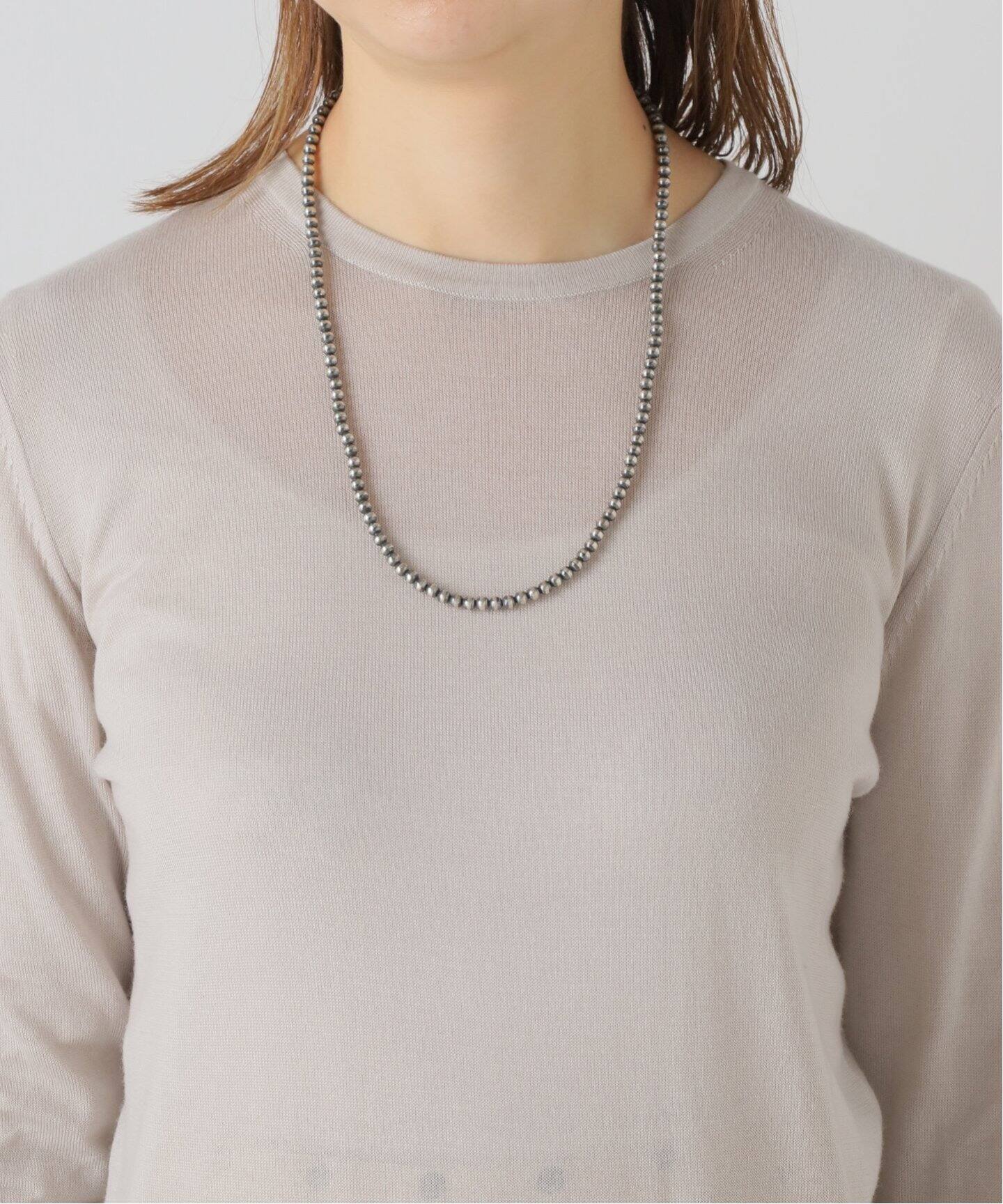 INDIAN JEWELRY 5mmボールビーズネックレス24INCH（ネックレス 