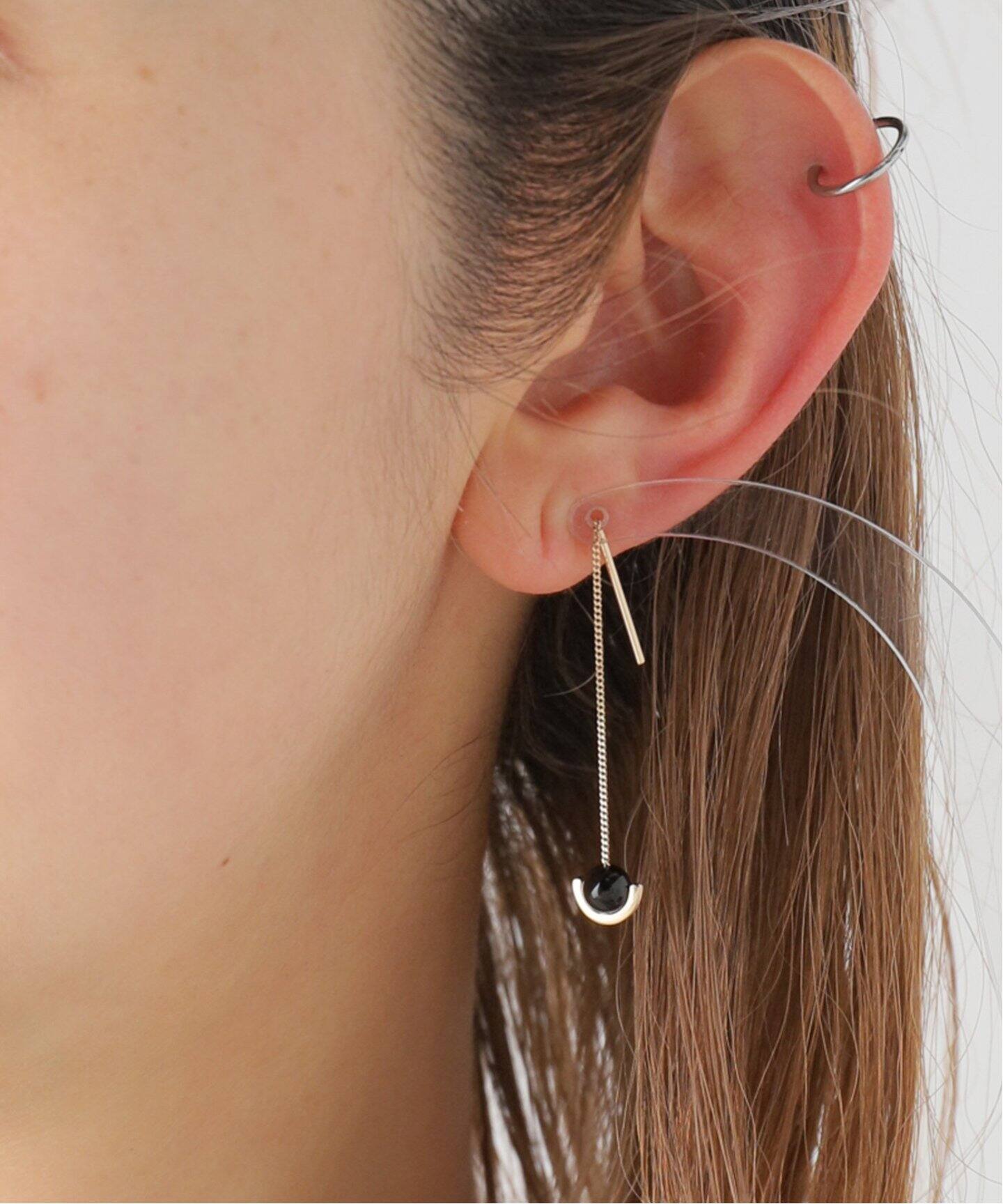 Hirotaka/ヒロタカ Mini Beluga オニキス チェーンピアス ※片方のみ  