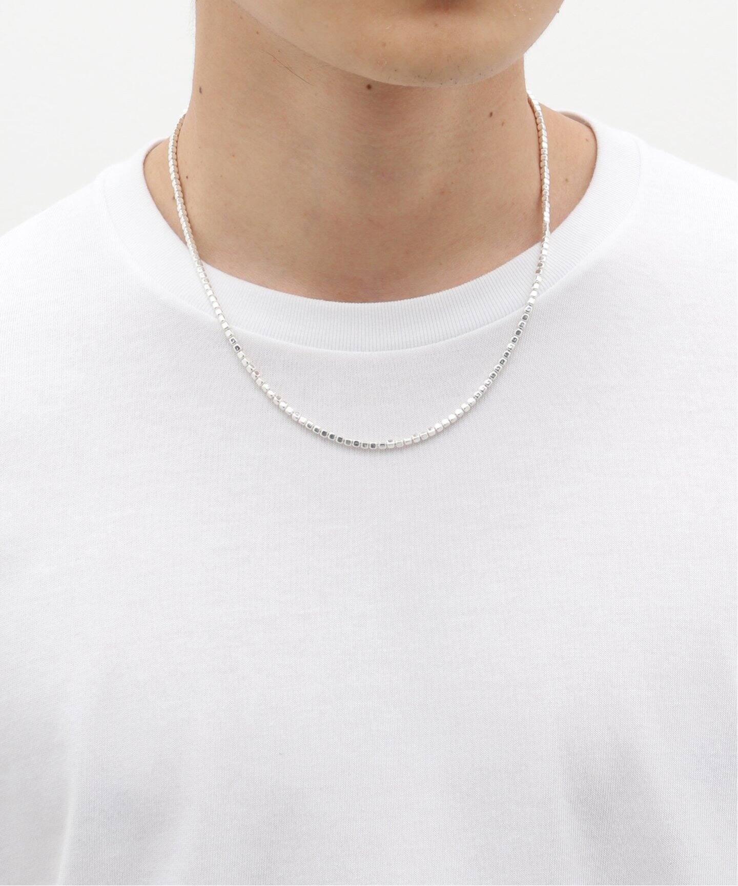 HYPNOTIZE / ヒプノタイズ】CUBE BALL CHAIN NECKLACE_WHITE 