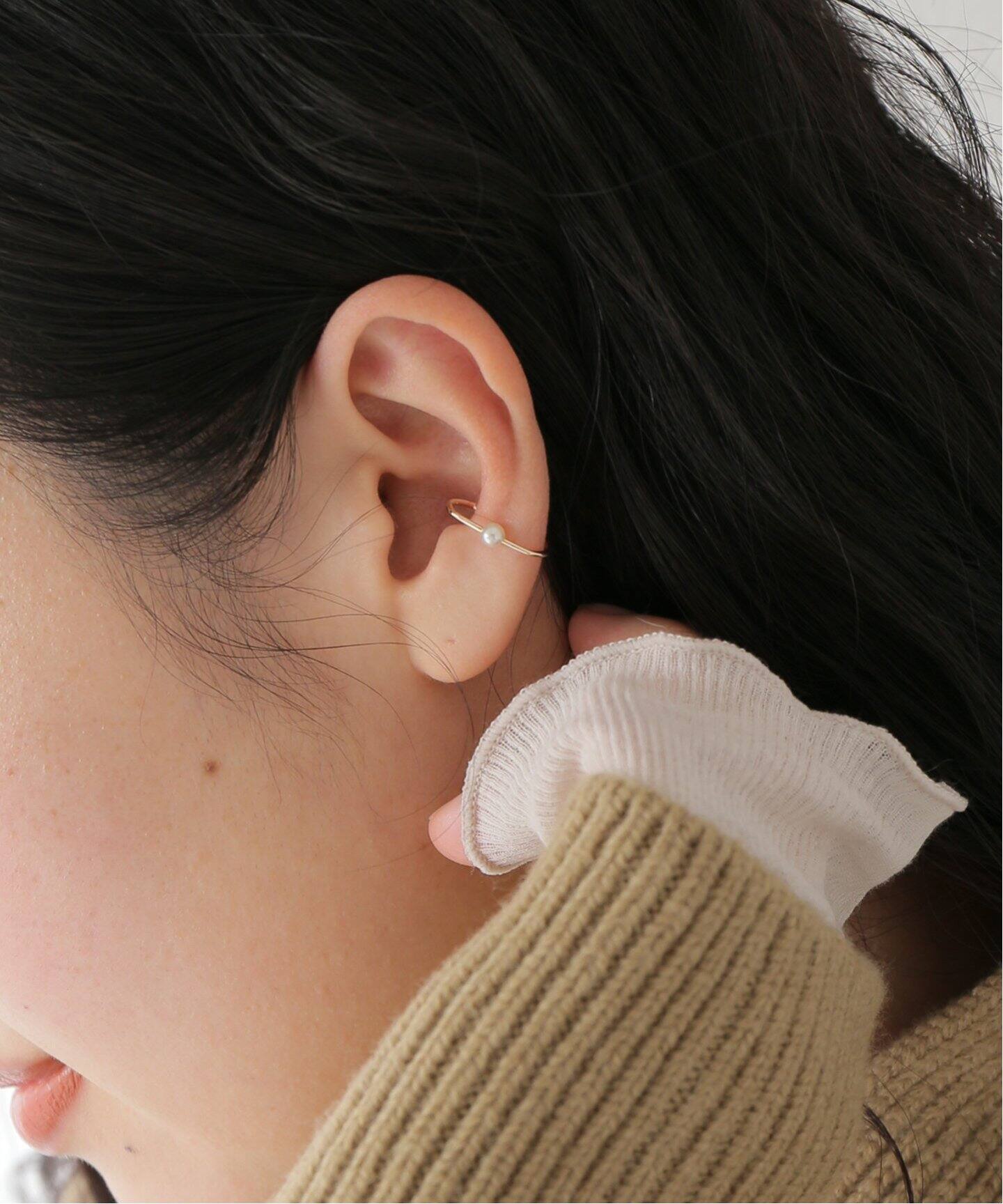 HIROTAKA/ヒロタカ】Miro Pearl Oblong Ear Cuff：イヤーカフ 