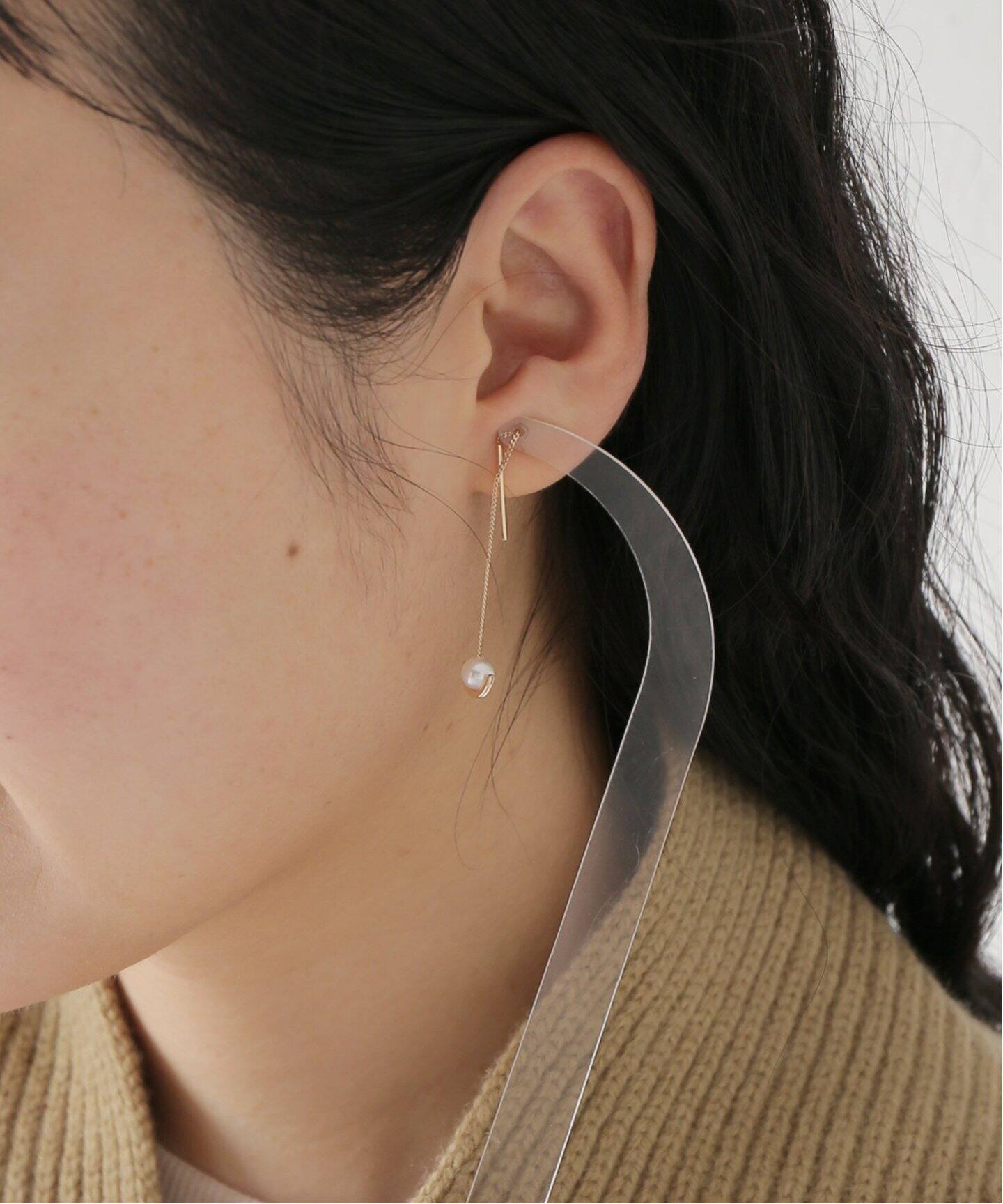 HIROTAKA/ヒロタカ】Mini Beluga Pearl Chain Earring：ピアス（片耳用  