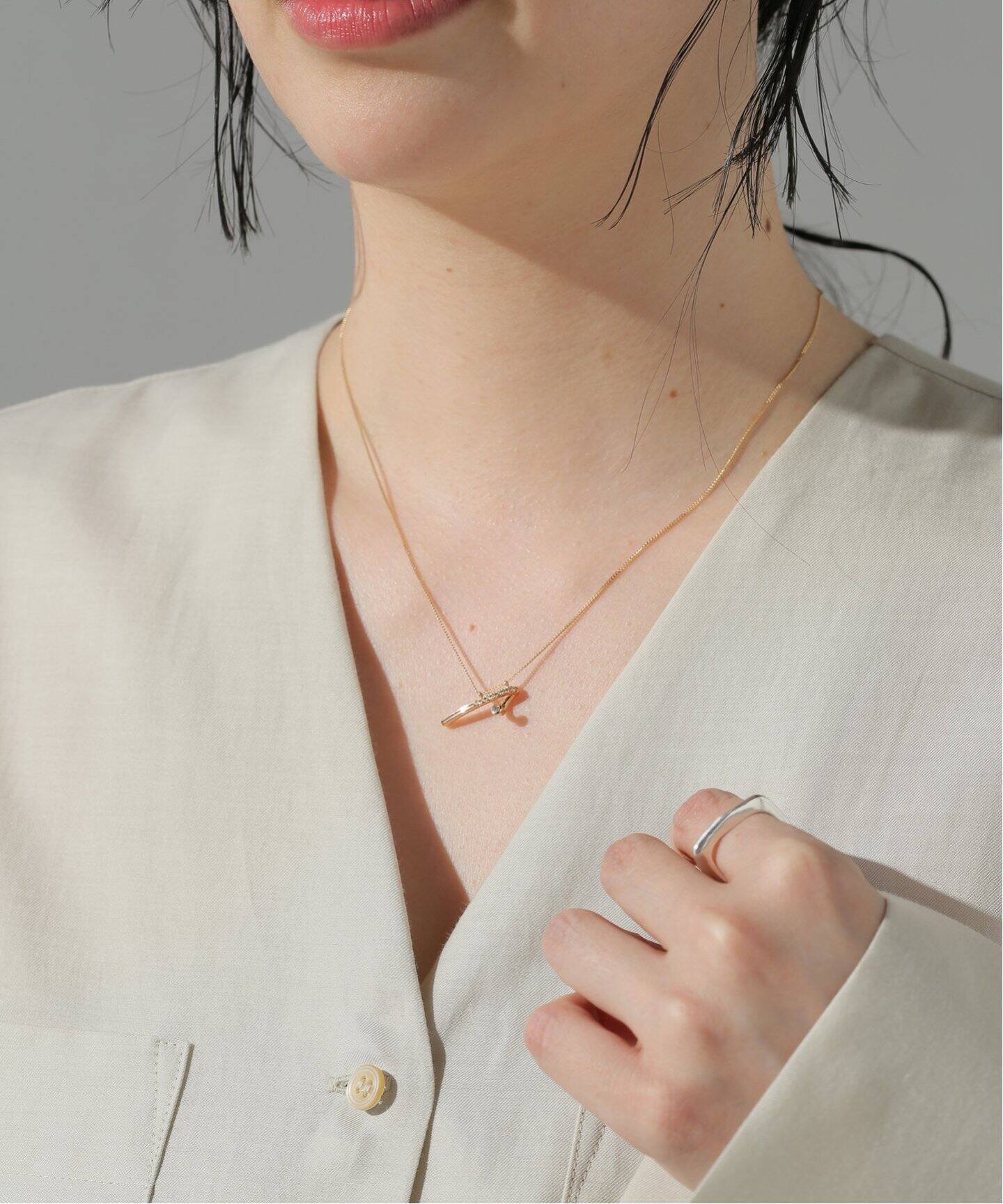 HIROTAKA/ヒロタカ】Drosera Diamond Short Bar Neckl：ネックレス  