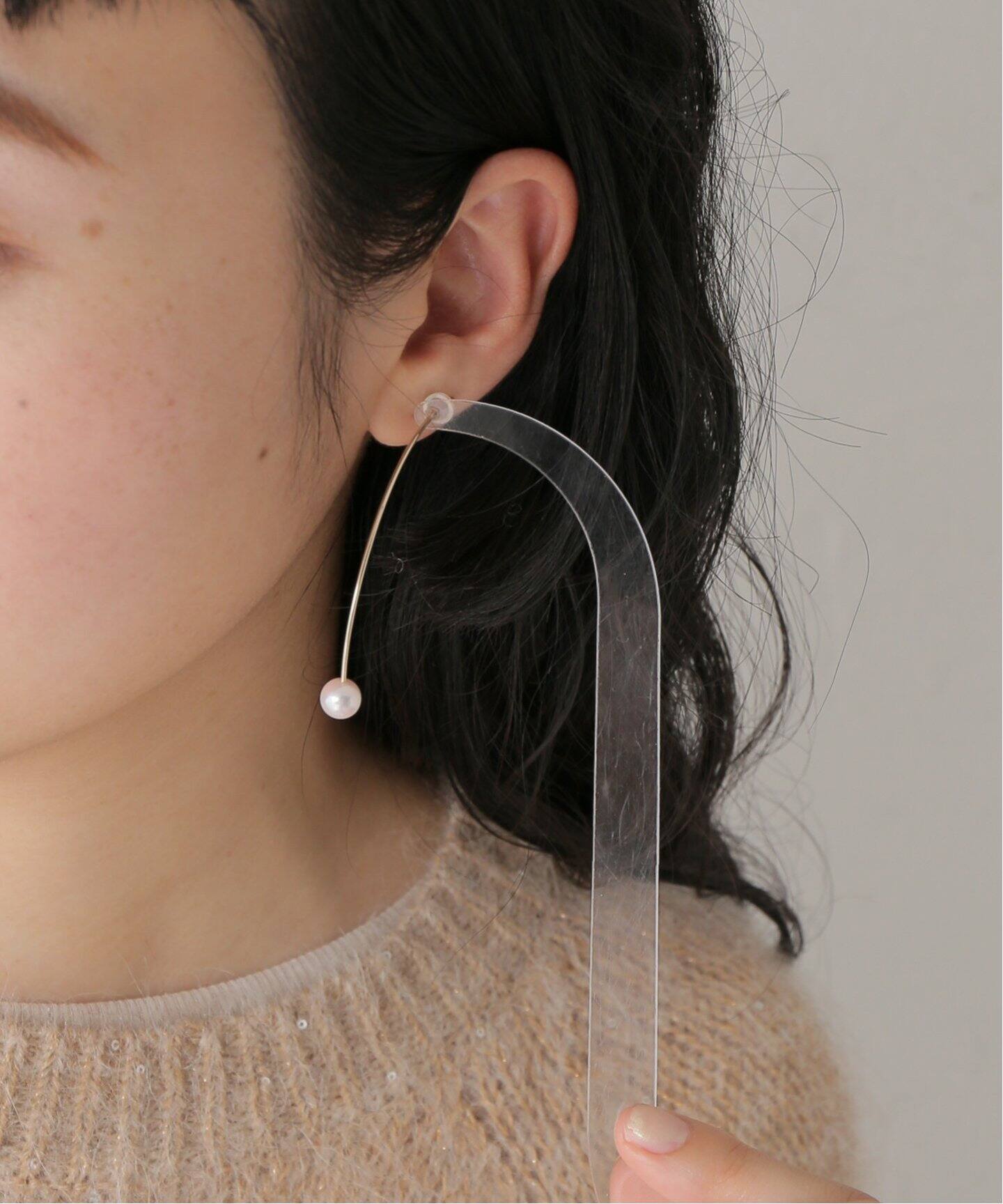 HIROTAKA/ヒロタカ】 Arrow Earring with L Akoya：ピアス（片耳用 