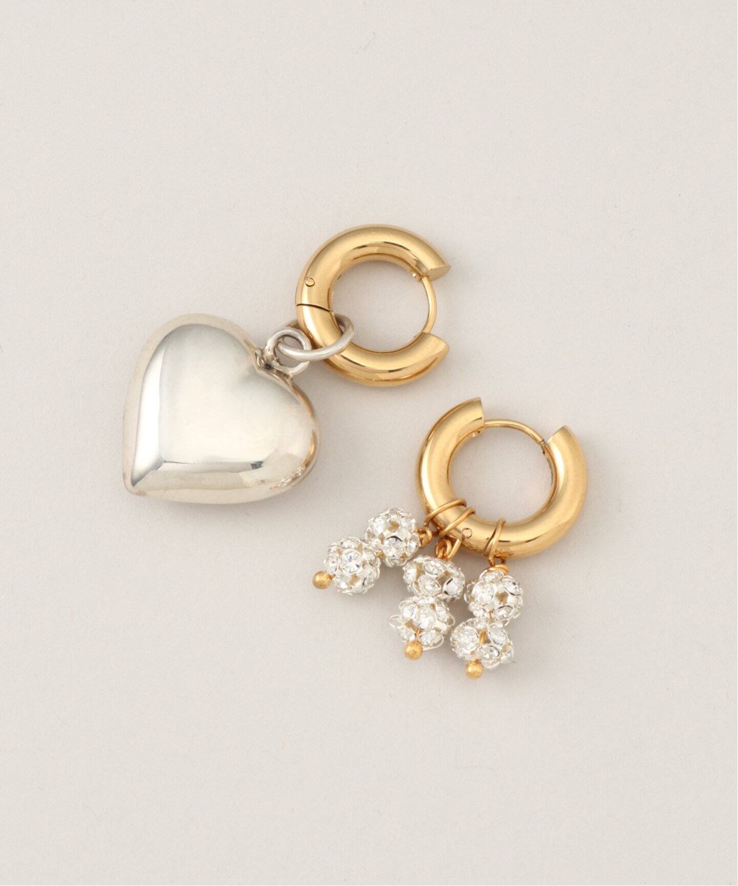 TIMELESS PEARLY/タイムレスパーリー】Silver heart and cr：ピアス 