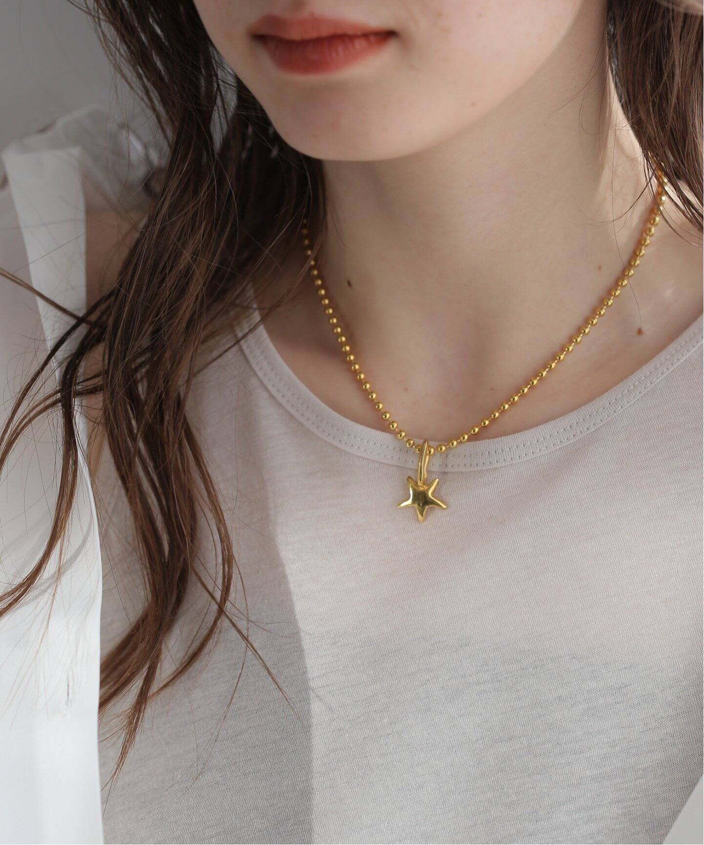 MAISON DPULSE/メゾンドパルス】 NECKLACE STAR 40cm K24GP  