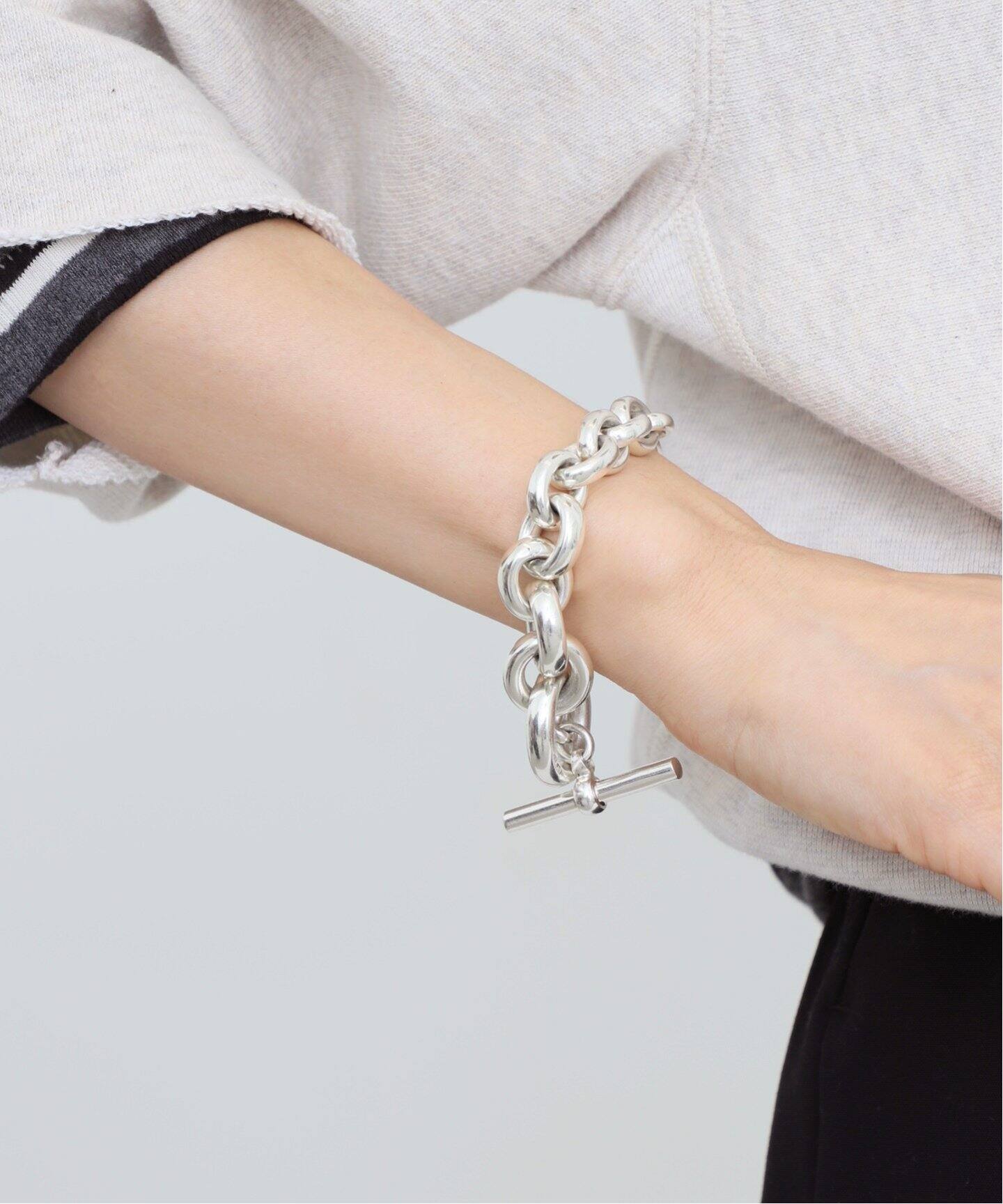 LAVER/ラバー】 MIX CABLE CHAIN T BAR（ブレスレット・バングル）｜L  