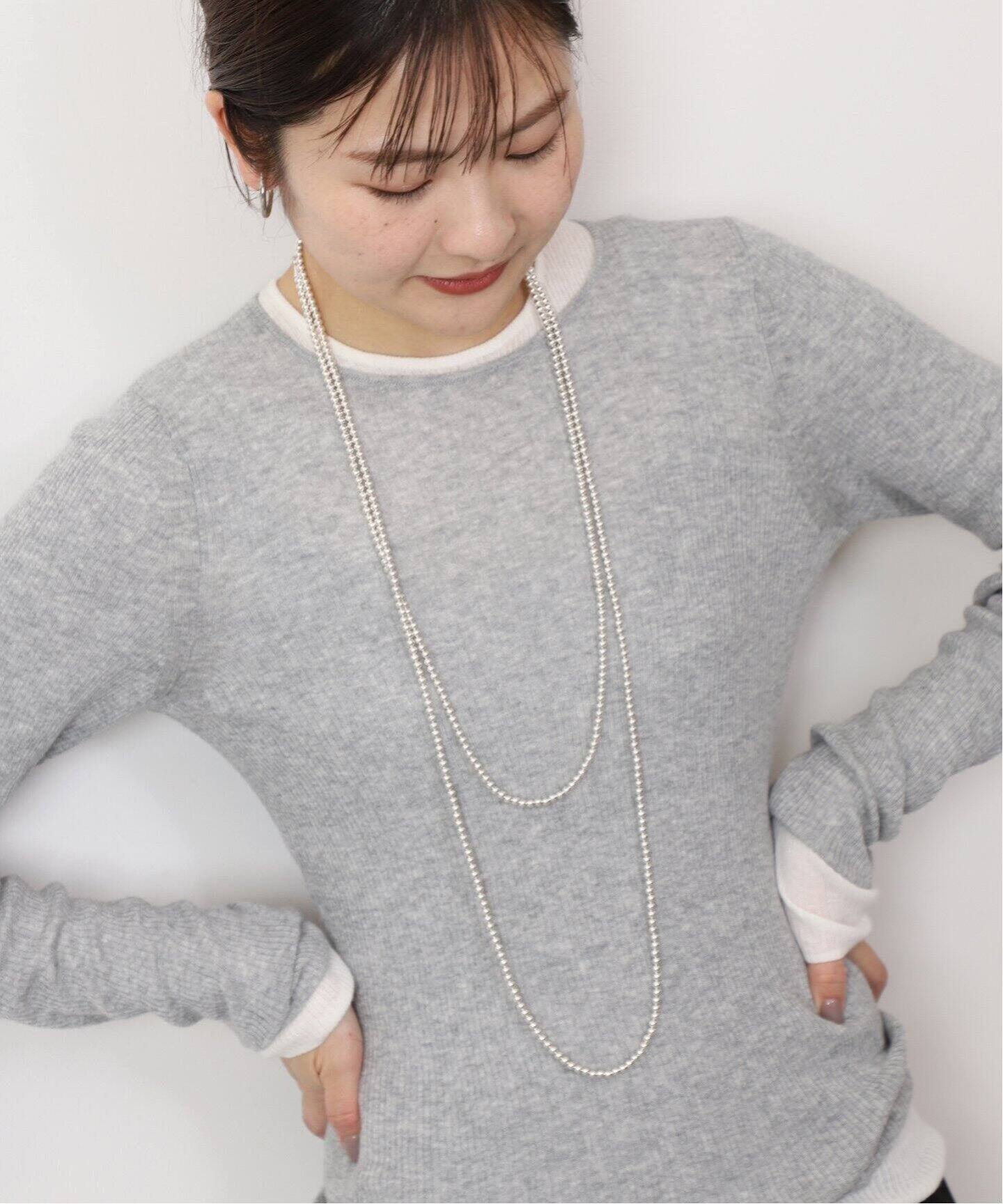 追加》SLOBE ロングメタルビーズネックレス(180cm)（ネックレス 
