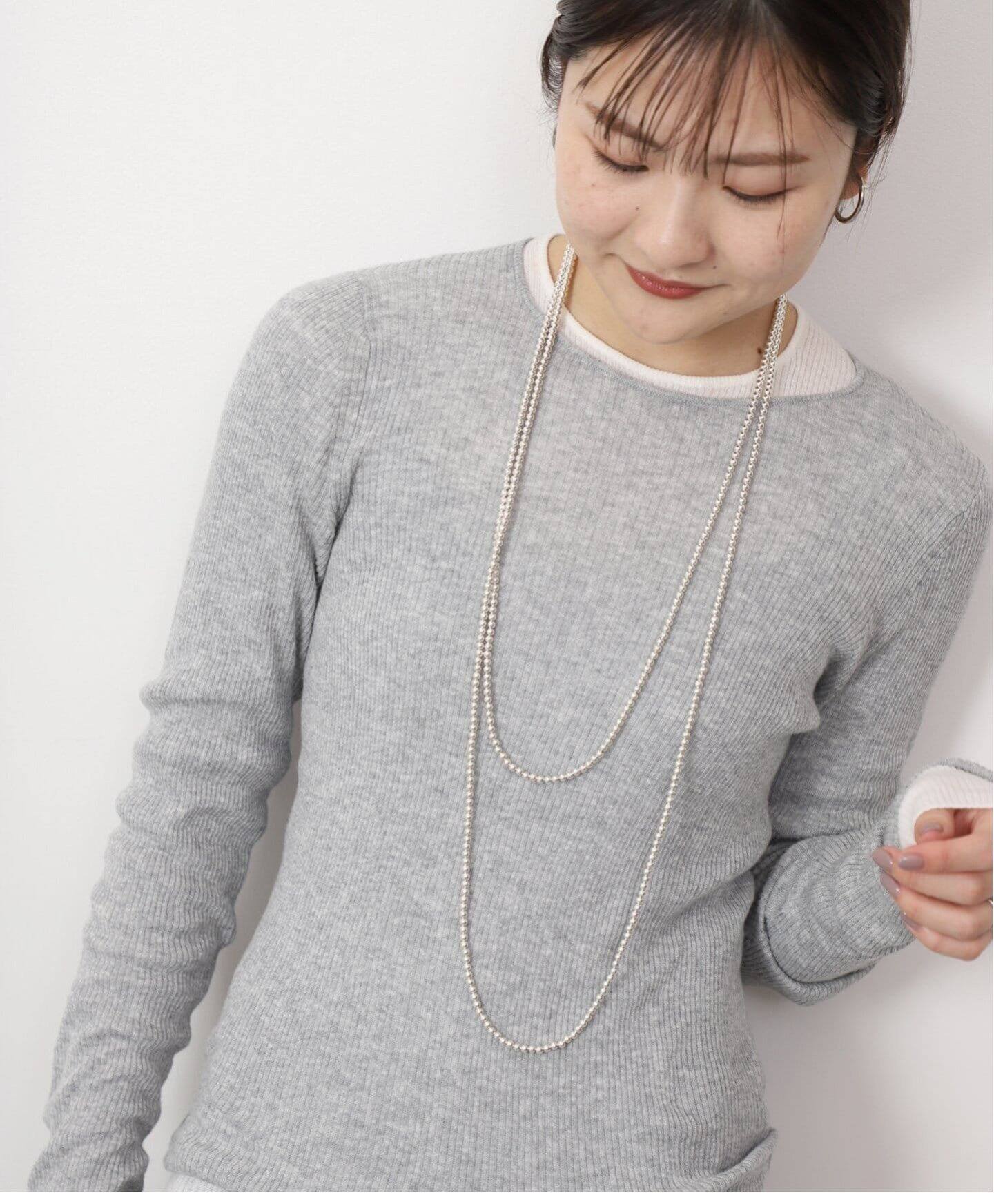 追加》SLOBE ロングメタルビーズネックレス(180cm)（ネックレス 