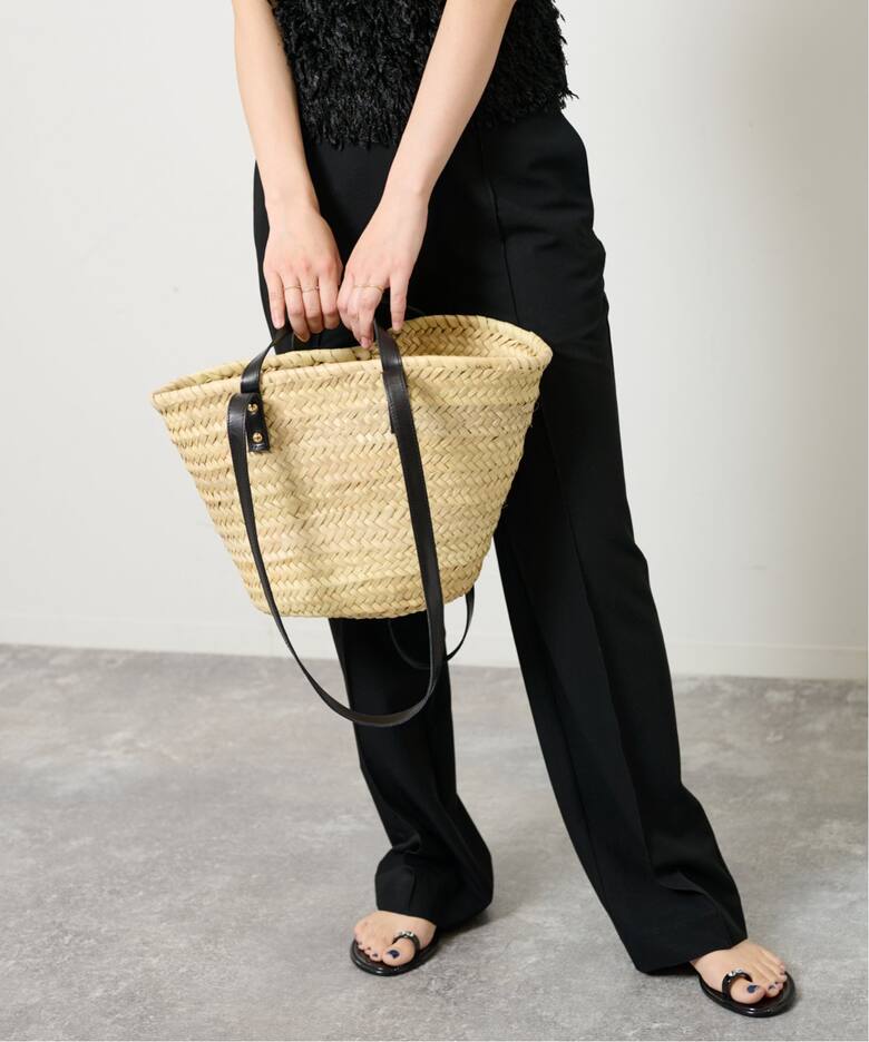 Fatima Morocco/ファティマ モロッコ】 2WAYレザーハンドルバスケットL  