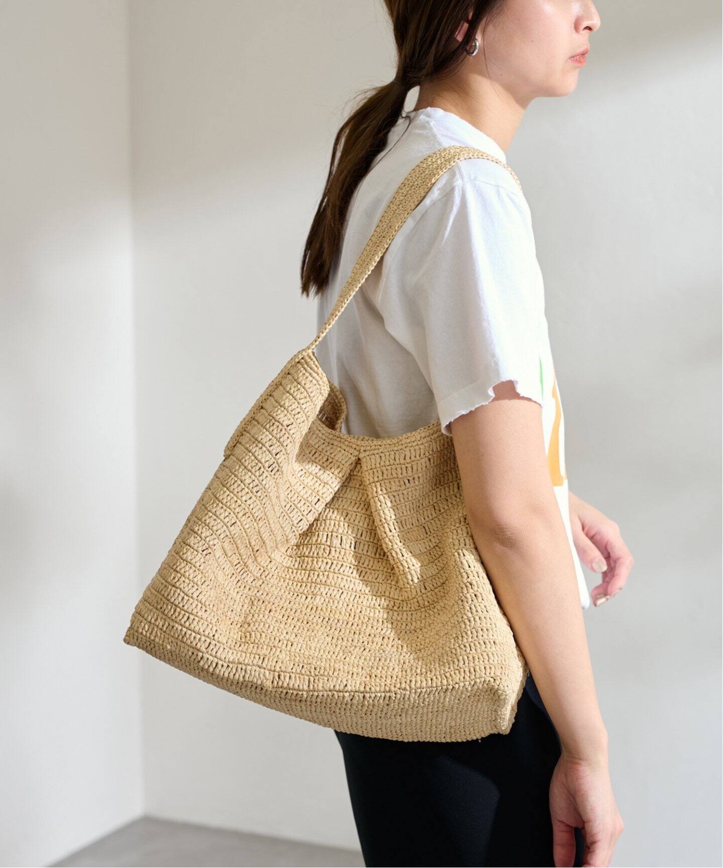 MAISON N.H PARIS/メゾン エヌ アッシュ パリ Raffia TIFFANY Soulder 