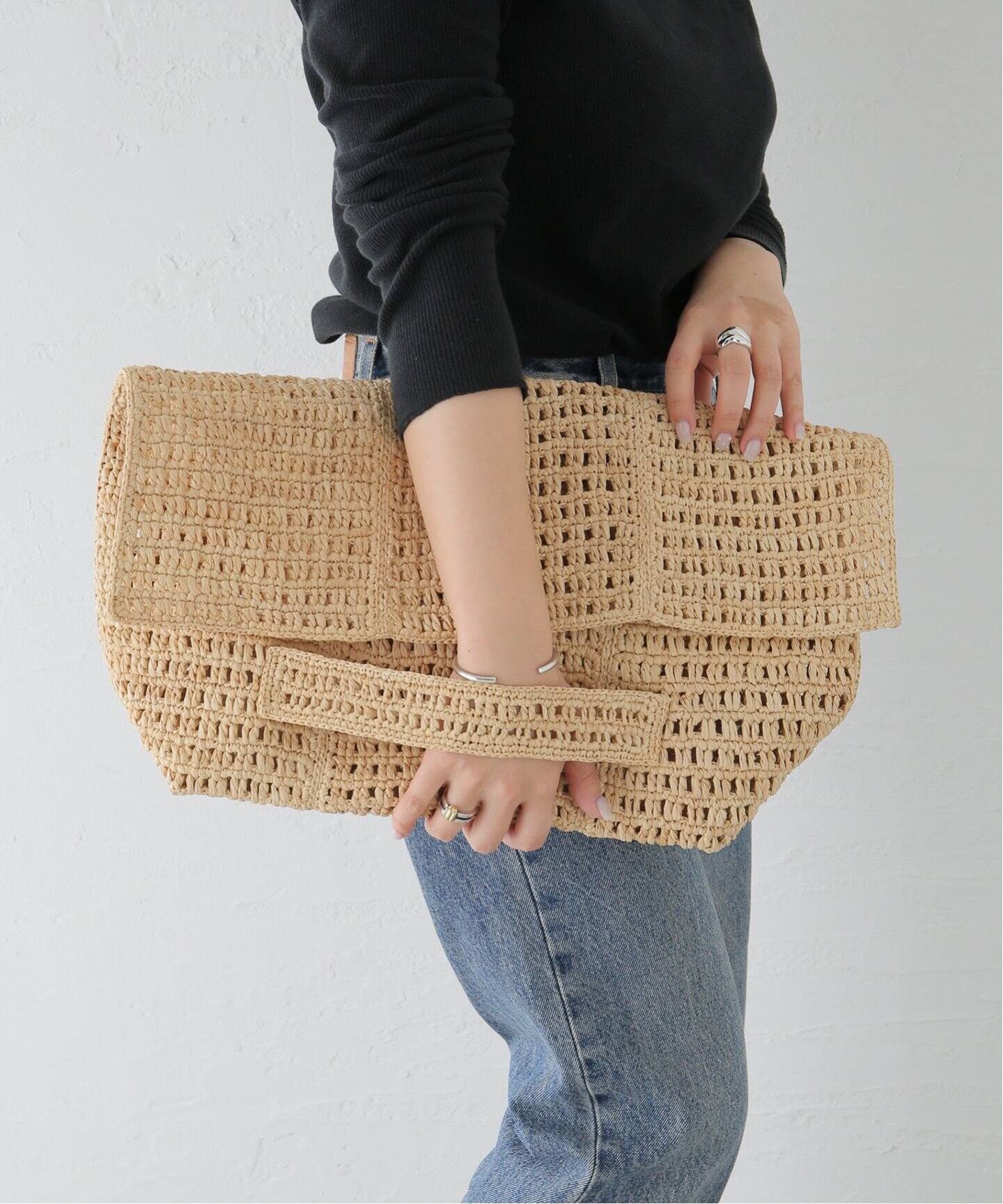 MAISON N.H PARIS/メゾン エヌ アッシュ パリ Raffia UMA Clutch Bag  