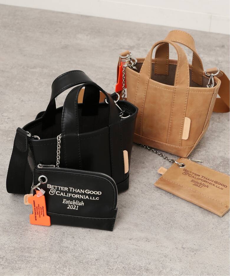 BETTER THAN GOOD】チェーンポーチ付きレザートートバッグ（ショルダー  