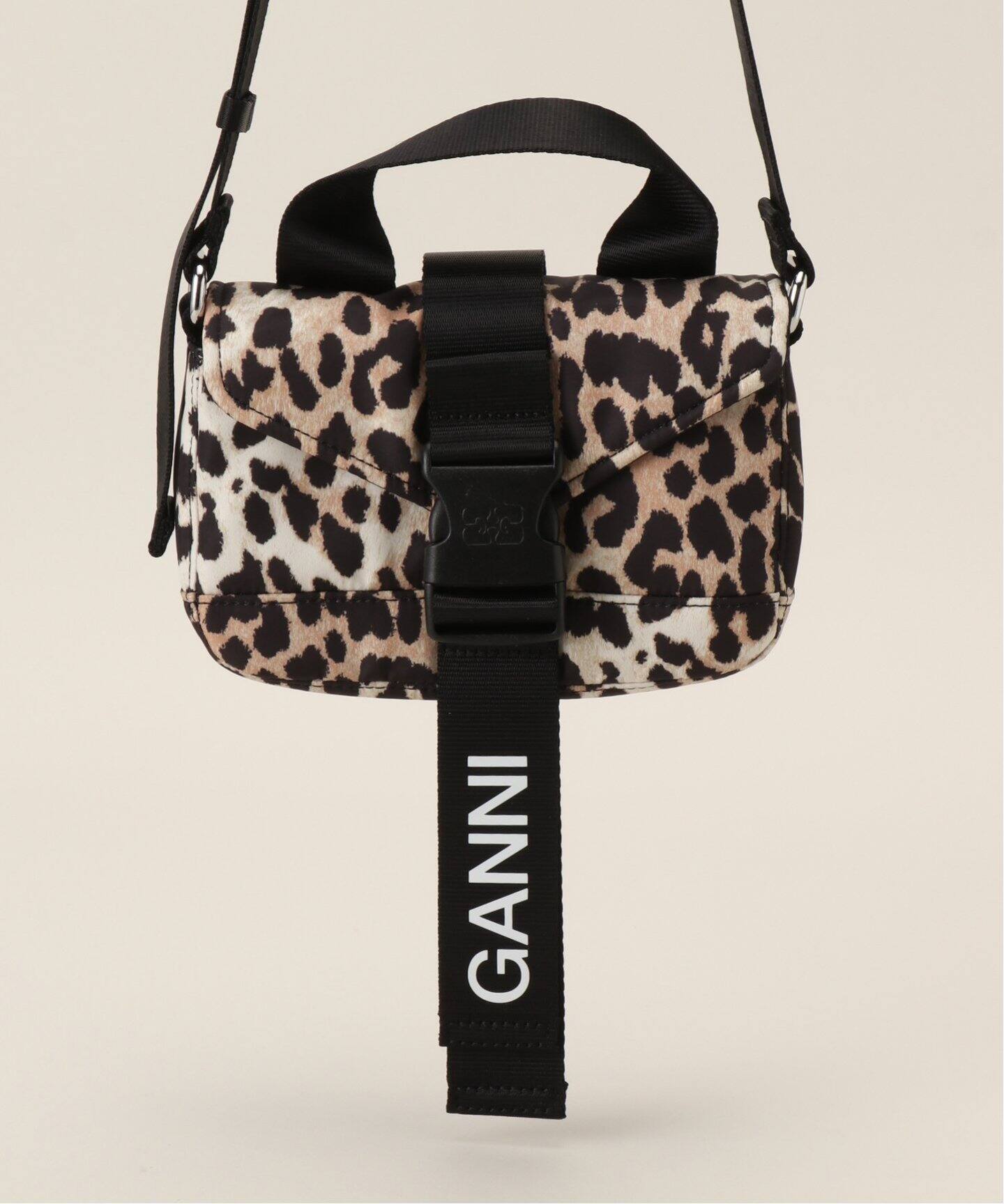 GANNI/ガニー】Recycled Tech Mini Satchel Leopard：バッグ 