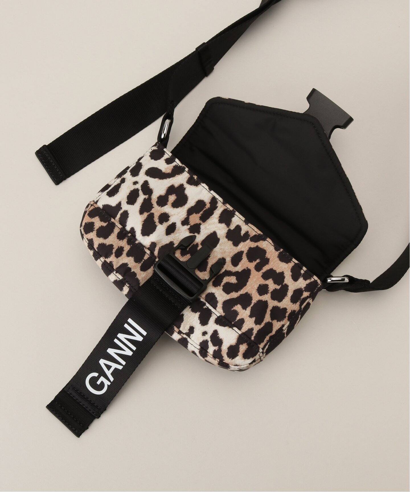 GANNI/ガニー】Recycled Tech Mini Satchel Leopard：バッグ 