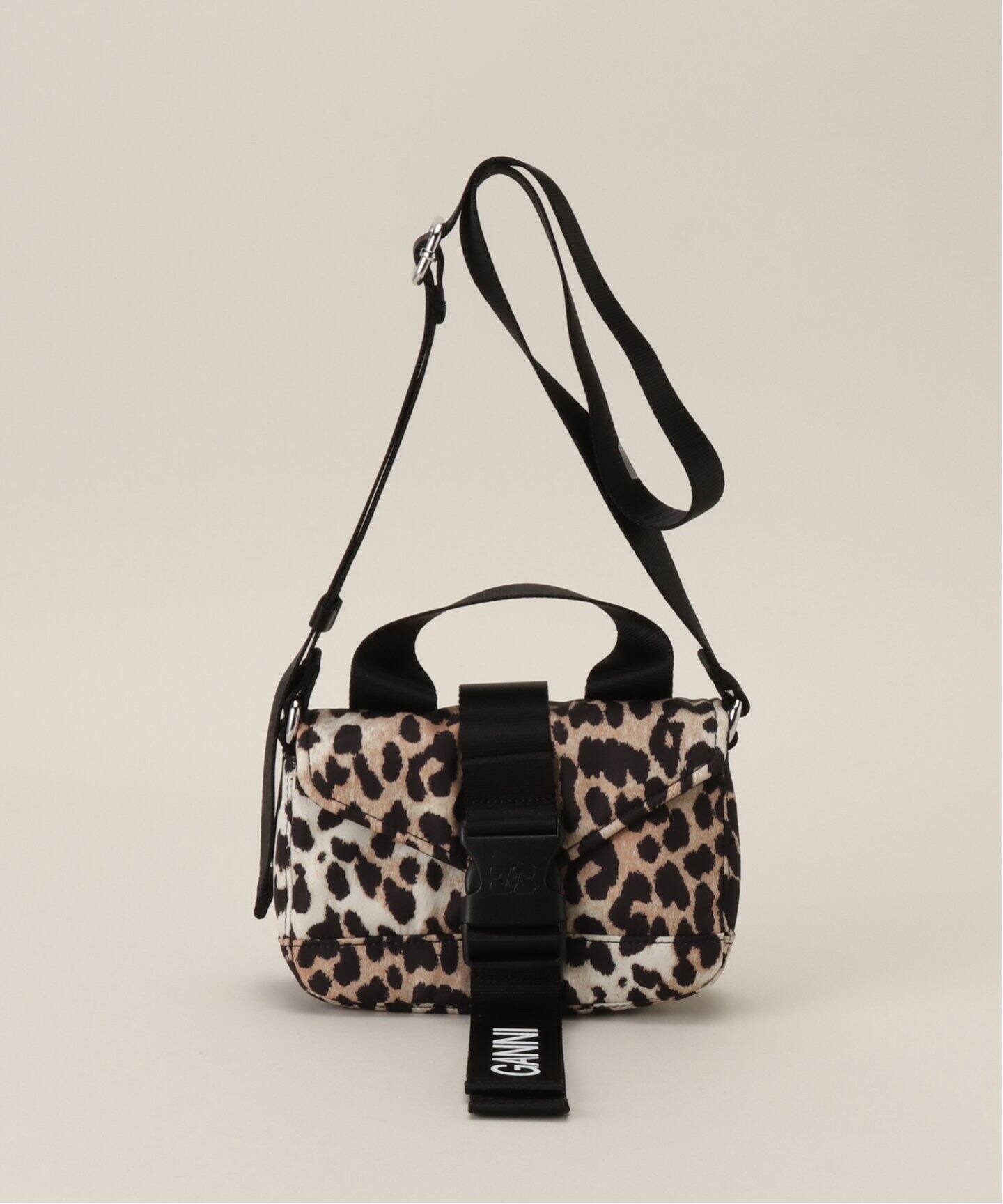 GANNI/ガニー】Recycled Tech Mini Satchel Leopard：バッグ 