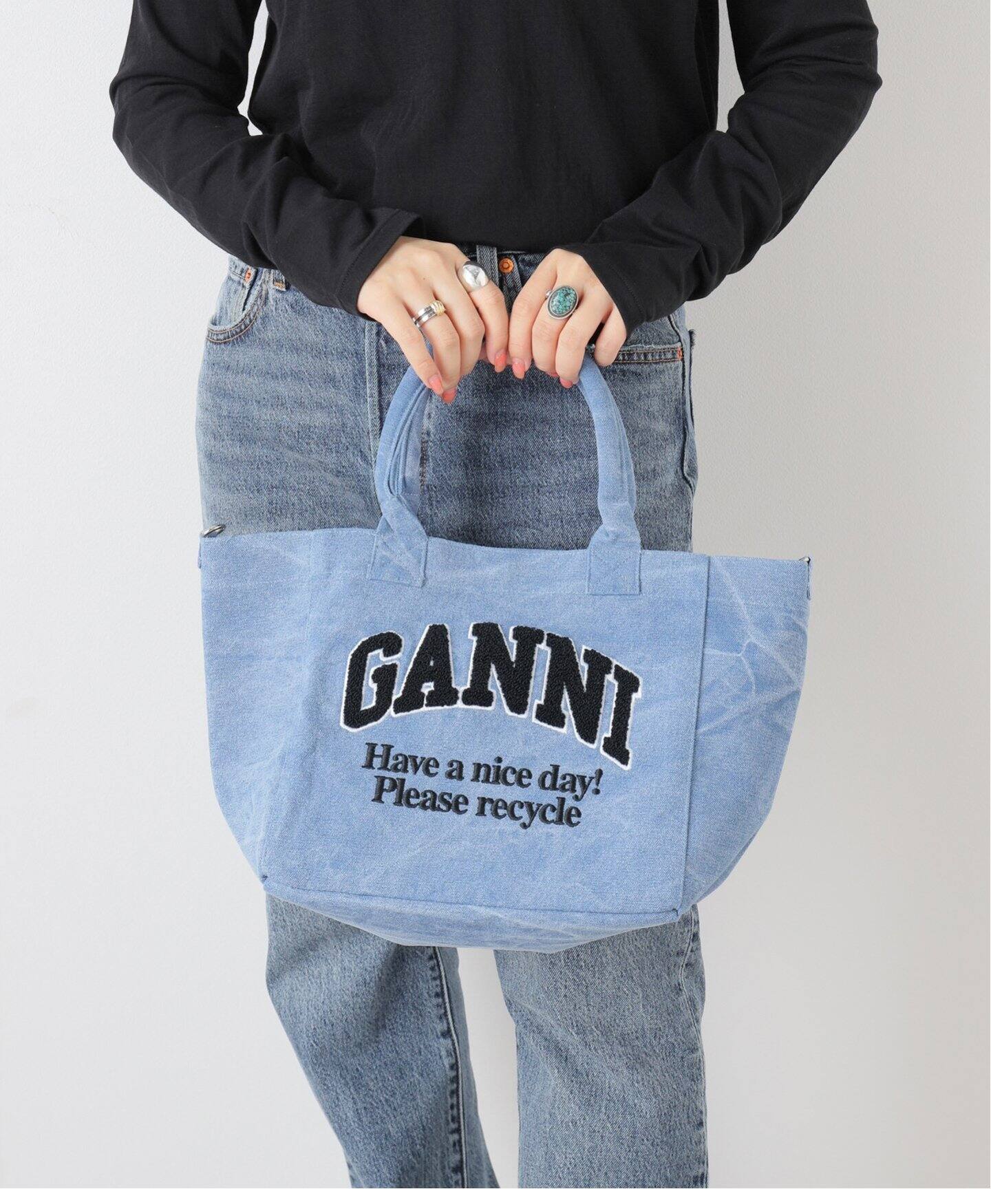 GANNI/ガニー】Small Easy Shopper Washed：ショルダーバッグ 