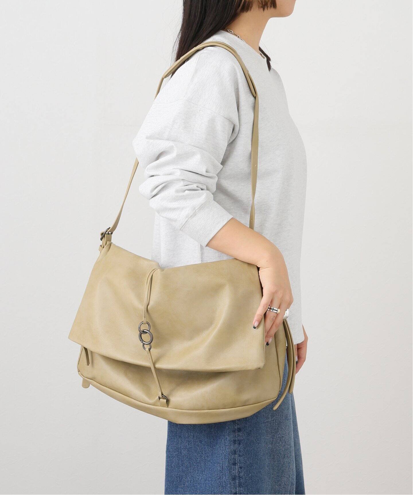 SCULPTOR/スカルプター】 Folded Slouchy Bag SL008211BW（ショルダー  