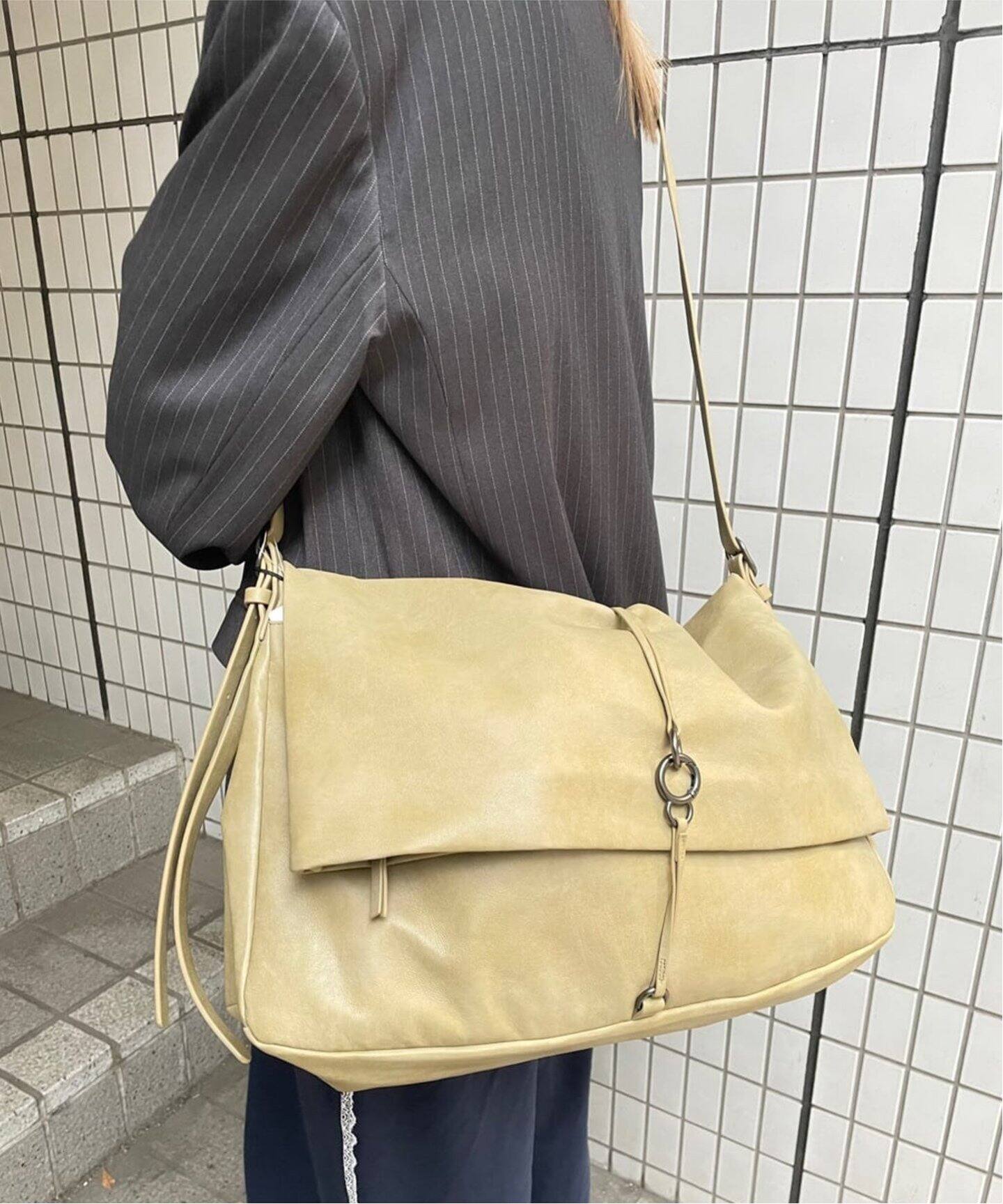 SCULPTOR/スカルプター】 Folded Slouchy Bag SL008211BW（ショルダー  