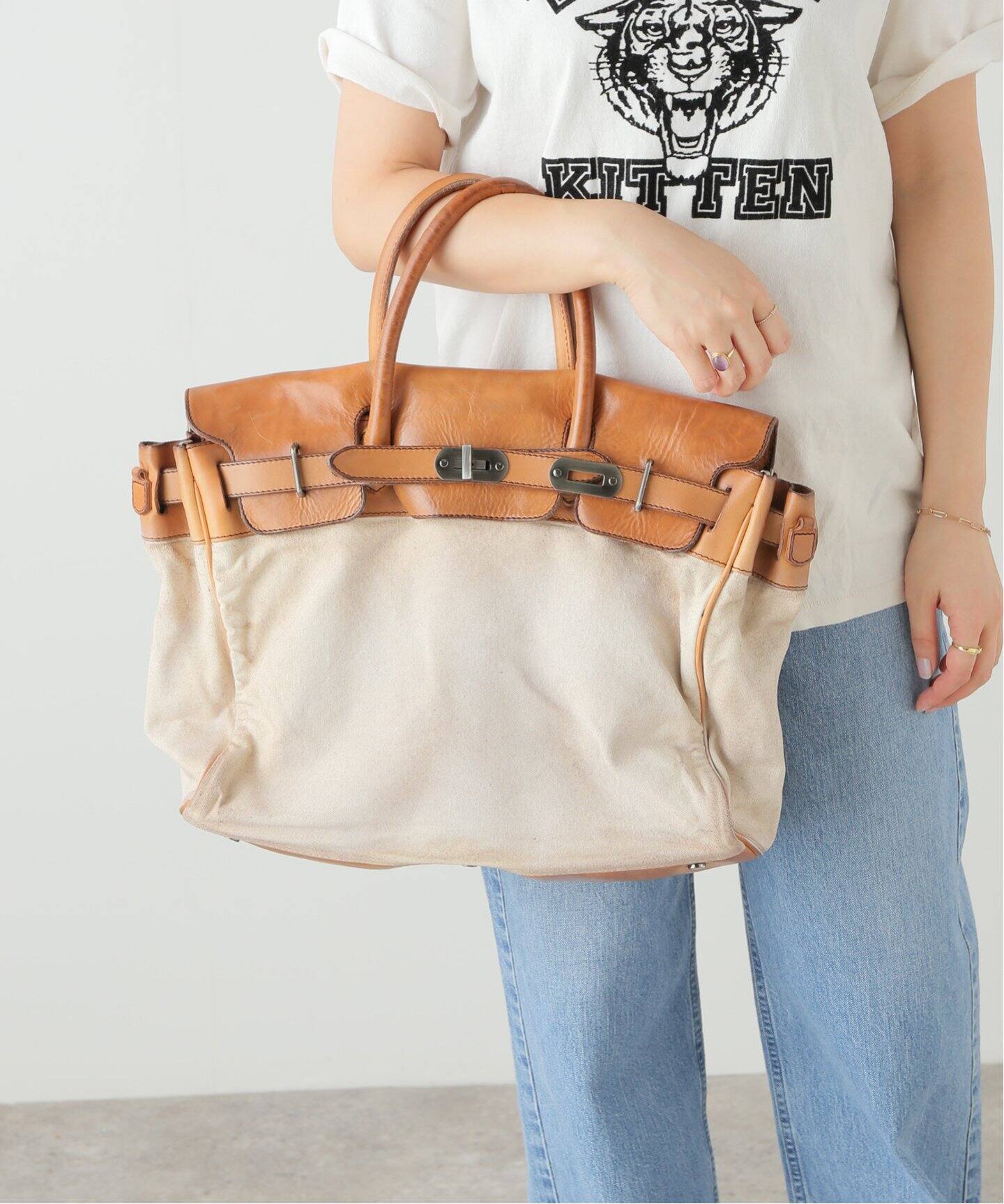NUMERO10 】CANVAS LEATHER COMBI TOTE(L)（トートバッグ）｜journal 