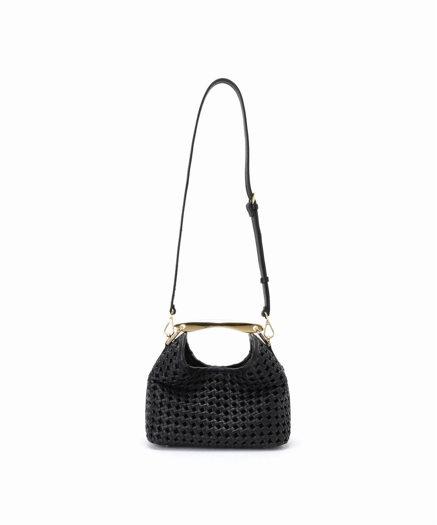 ELLEME/エレメ】 Woven Leather バッグ（BLACK）（ショルダーバッグ 