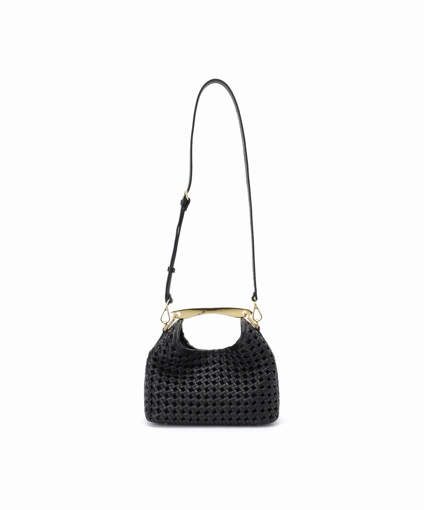ELLEME/エレメ】 Woven Leather バッグ（BLACK）（ショルダーバッグ 