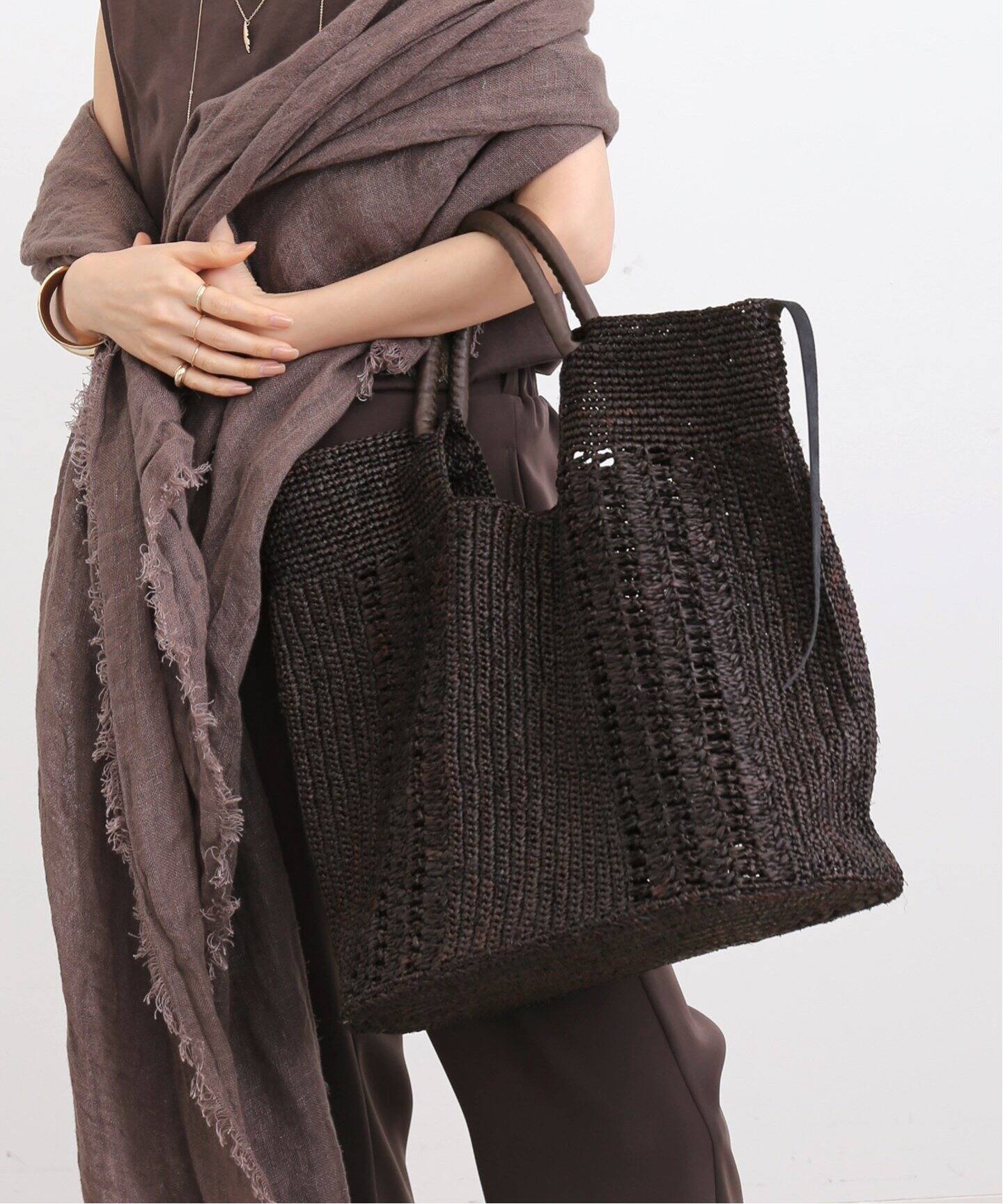 A POINT/アーポワン】 RAPHIA BAG（かごバッグ）｜L