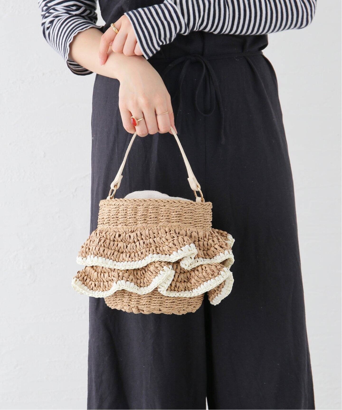 MIAN/ミアン】ペーパーフリル2wayカゴBAG（ショルダーバッグ）｜B.C  