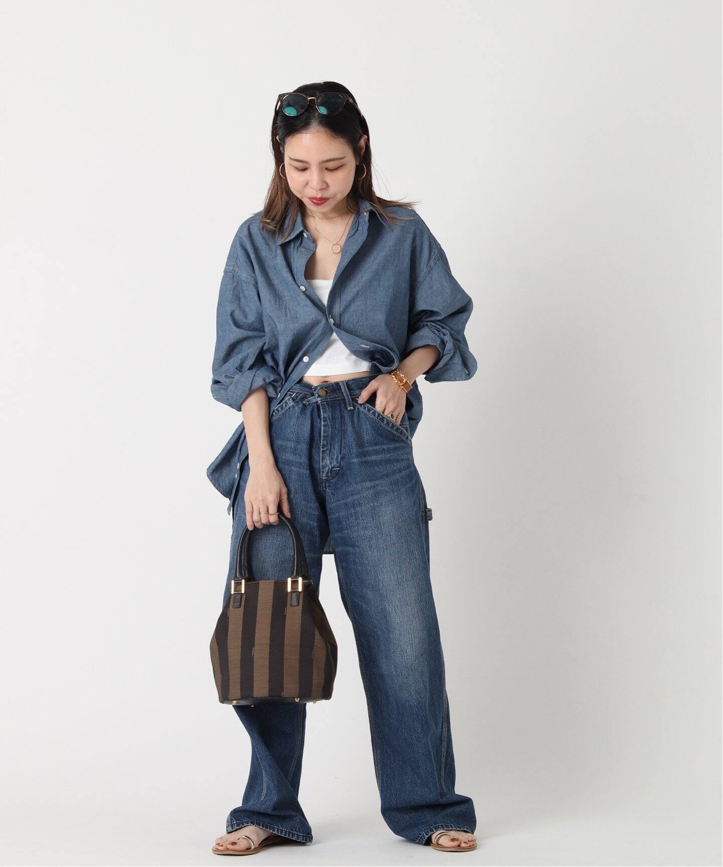 FENDI フェンディ エトニコ デニム トートバッグ スタースタッズ
