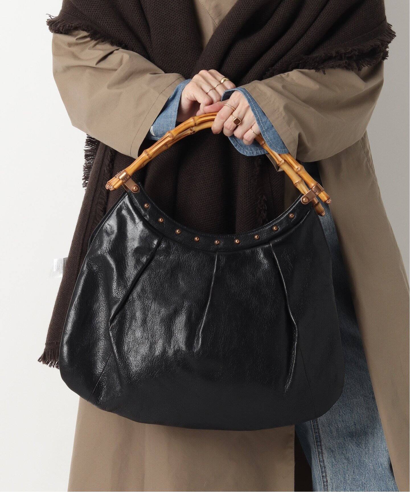 VINTAGE GUCCI/グッチ】Bamboo セミショルダーバッグ（トートバッグ 