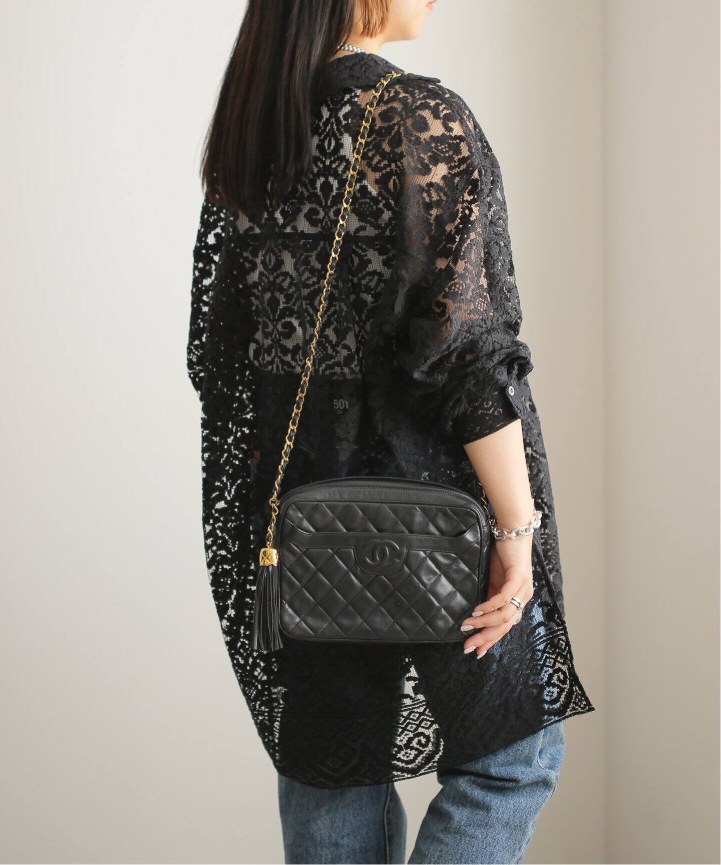 VINTAGE CHANEL/シャネル】 マトラッセ タッセルショルダーバッグ 