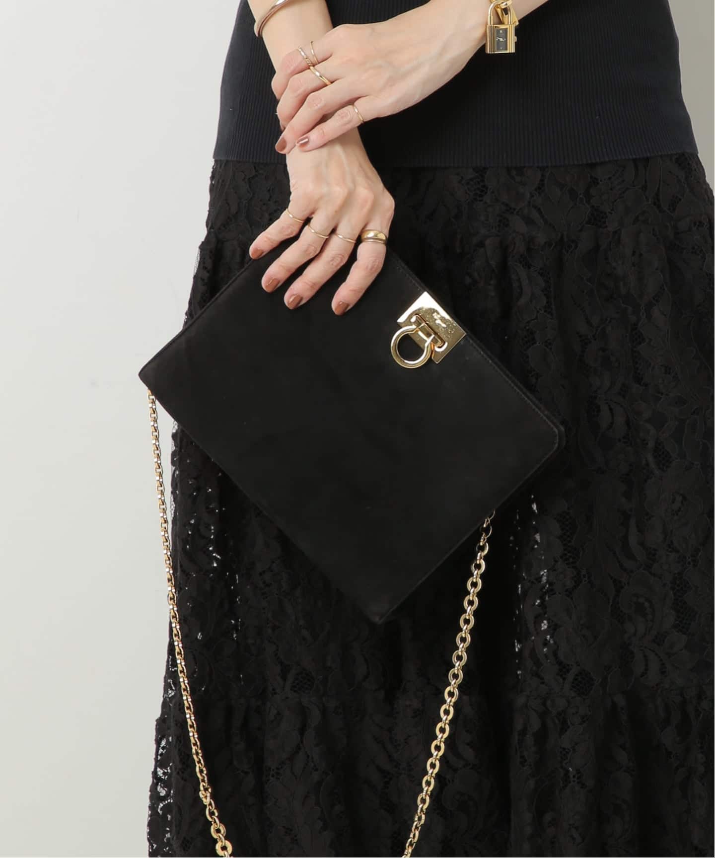 フェラガモ チェーン ショルダーバッグ VINTAGE FERRAGAMO/フェラガモ】チェーンショルダーバッグ gancini