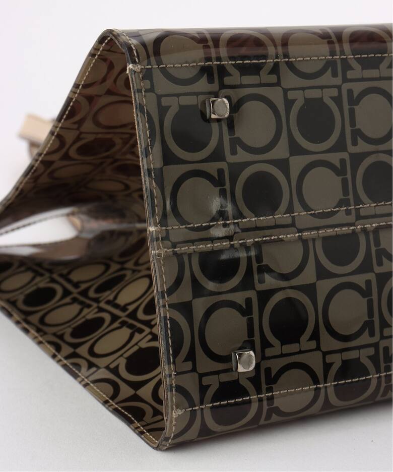 VINTAGE FERRAGAMO/フェラガモ】 Gantini ビニールトートバッグ 