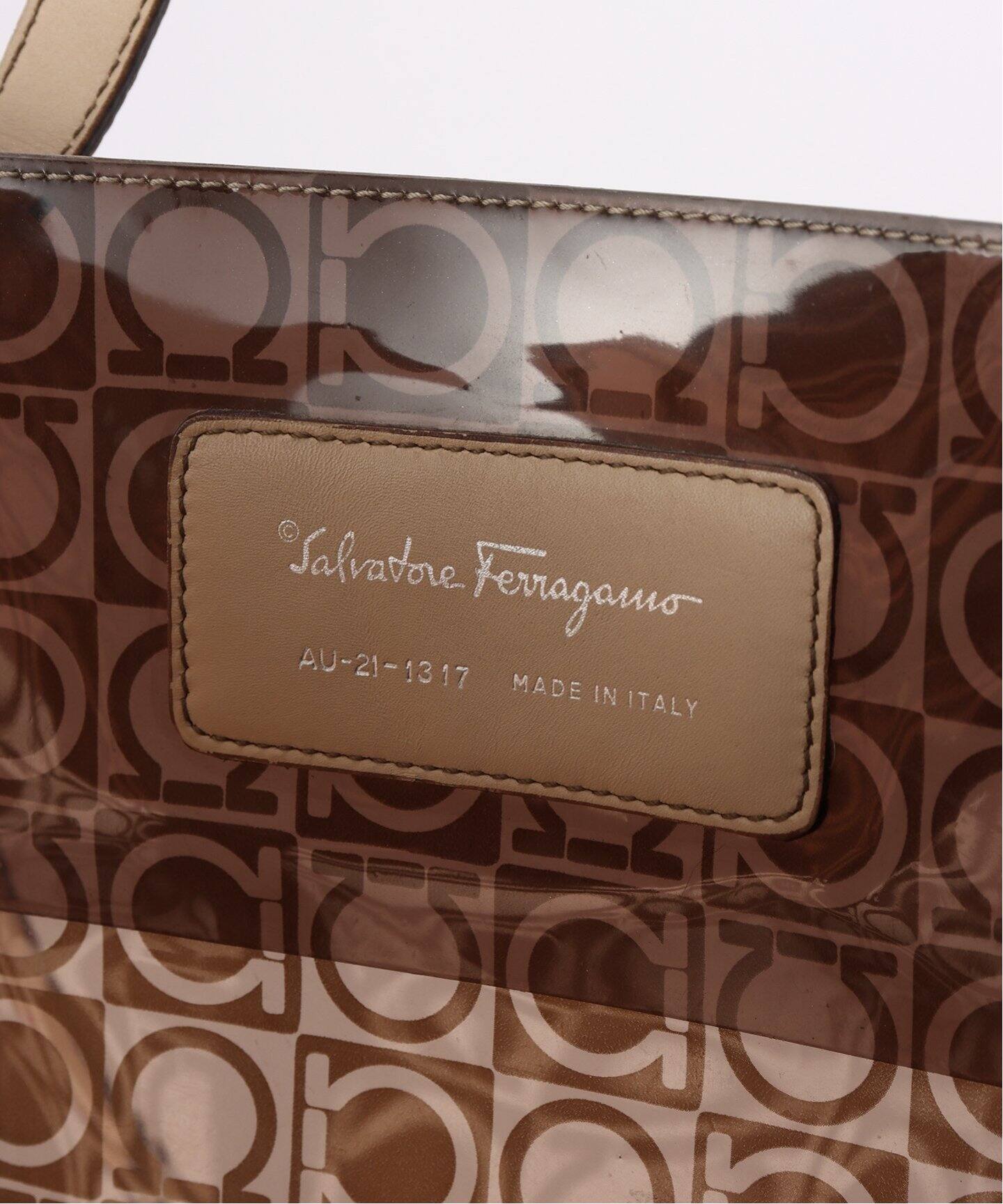 VINTAGE FERRAGAMO/フェラガモ】 Gantini ビニールトートバッグ