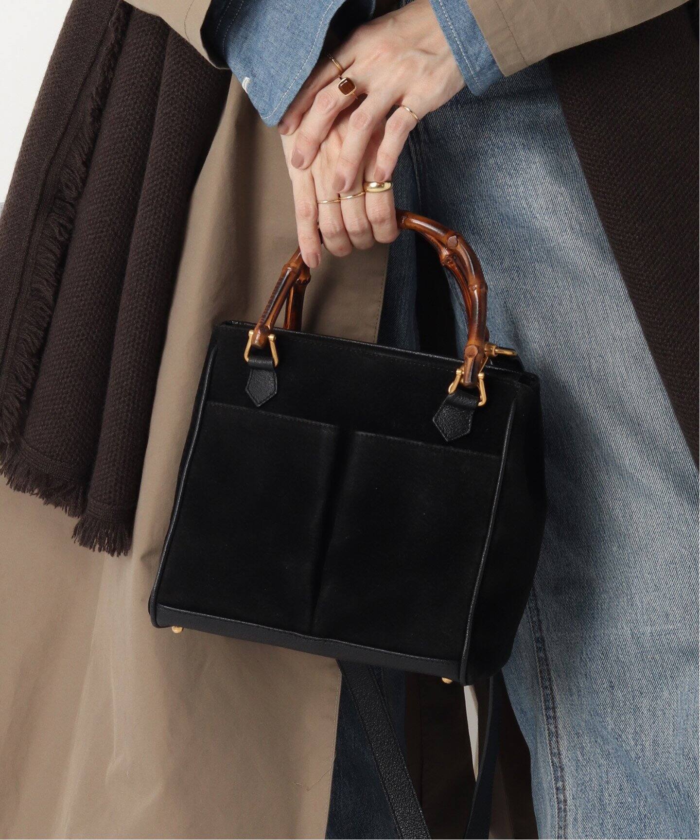 VINTAGE GUCCI/グッチ】Bambooトートバッグ 2way suede（ショルダー  