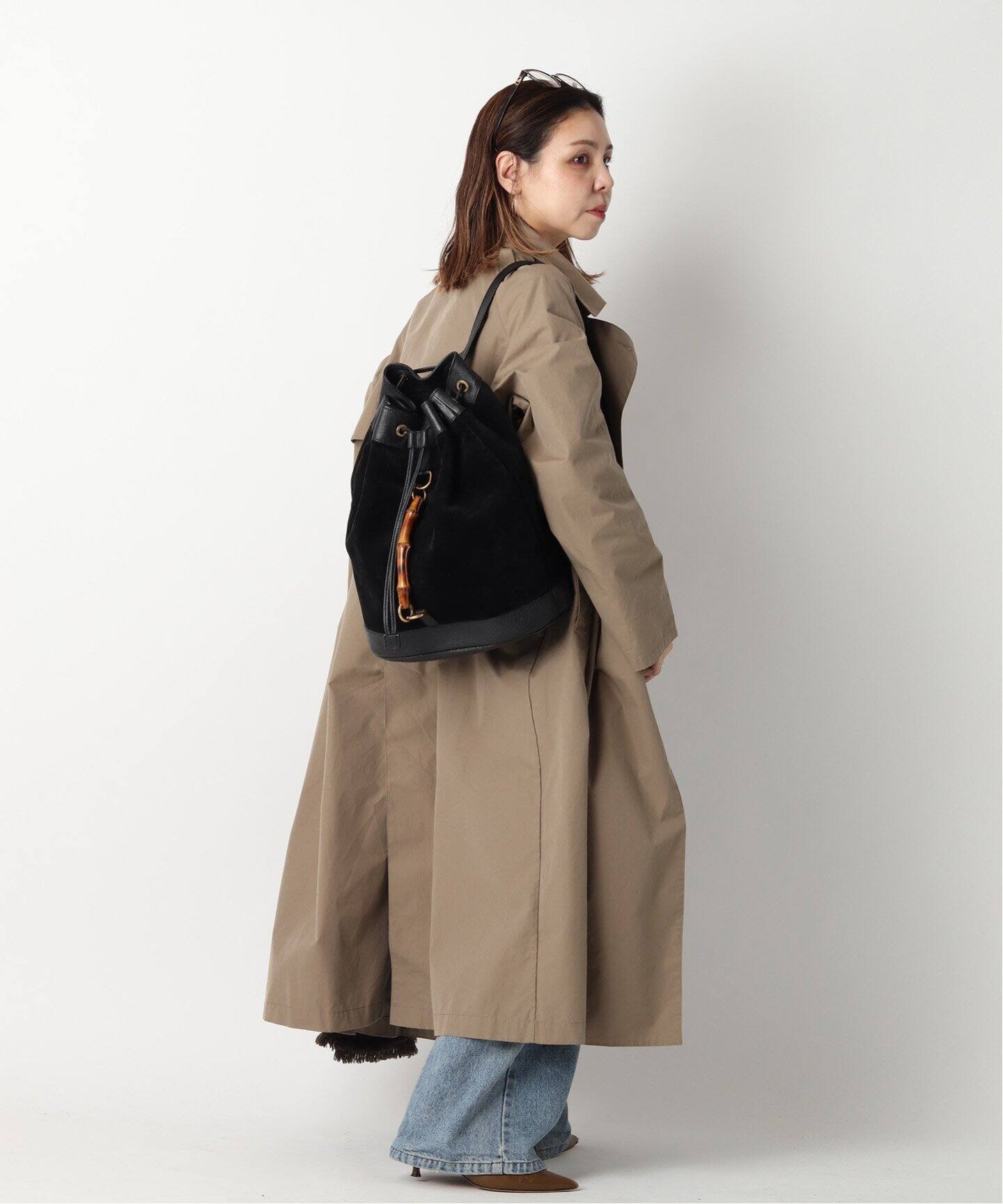 VINTAGE GUCCI/グッチ】Bamboo バックパック suede（バックパック  