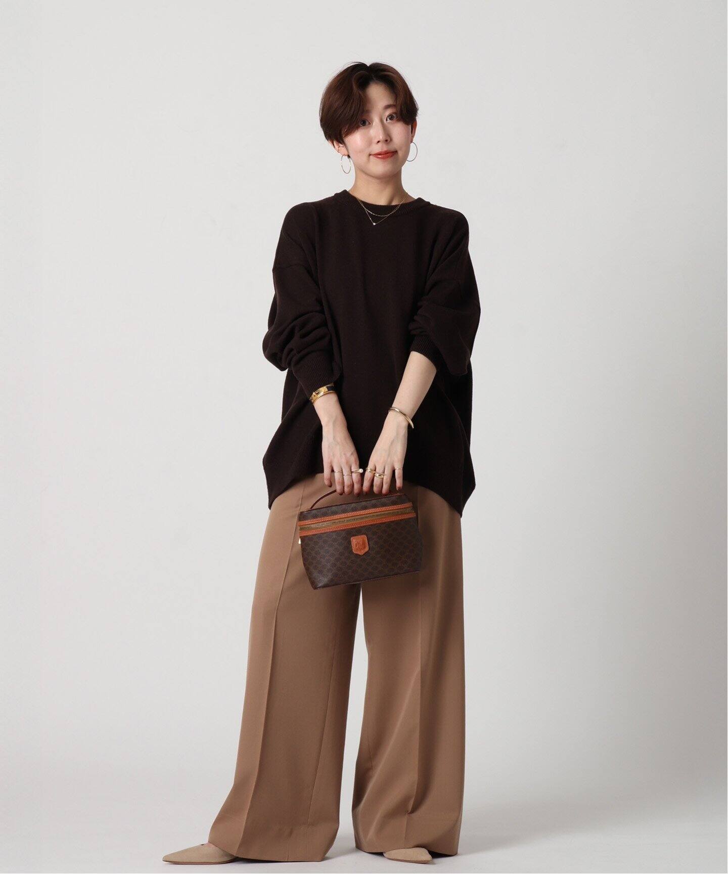 VINTAGE CELINE/セリーヌ】マカダム バニティバッグ（ハンドバッグ 