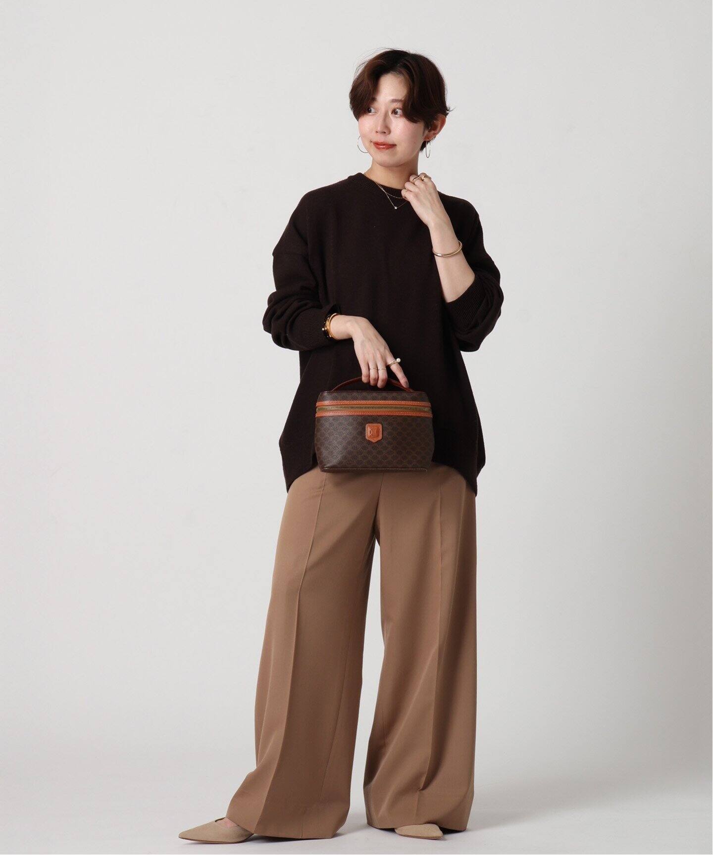 VINTAGE CELINE/セリーヌ】マカダム バニティバッグ（ハンドバッグ 