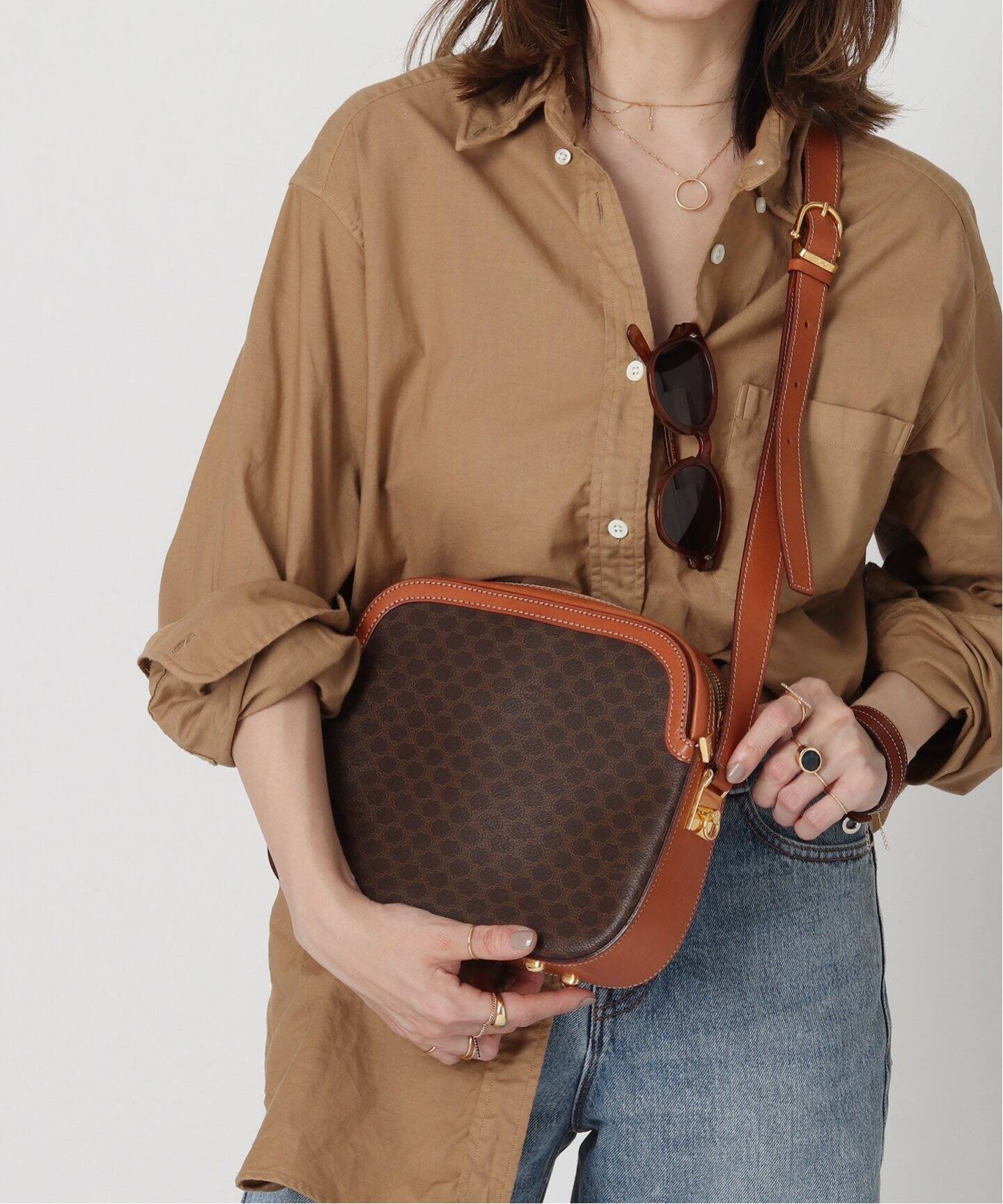 VINTAGE CELINE/セリーヌ】マカダム ショルダーバッグ（ショルダー  