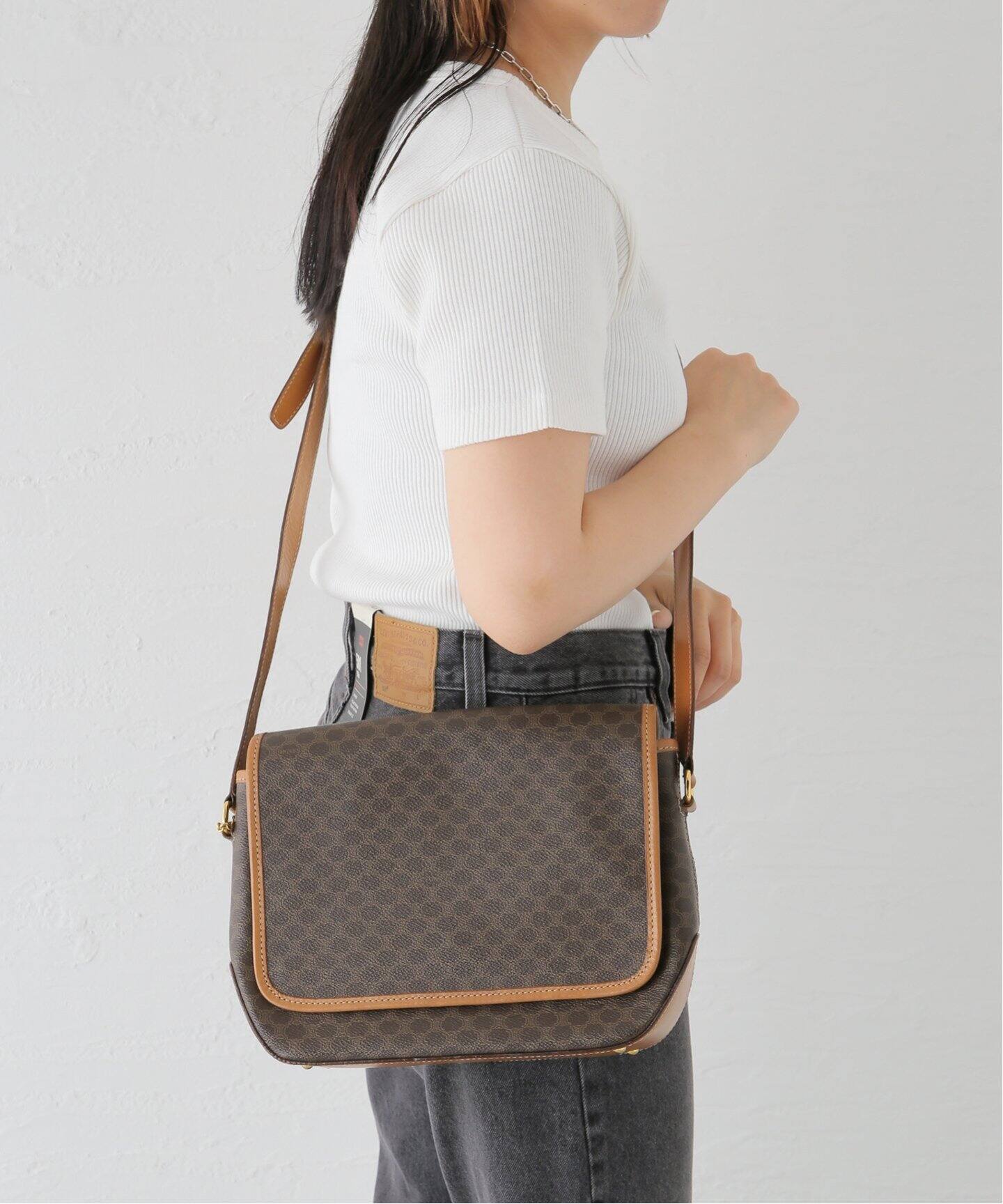 VINTAGE CELINE/セリーヌ】マカダム ショルダーバッグ（ショルダー 