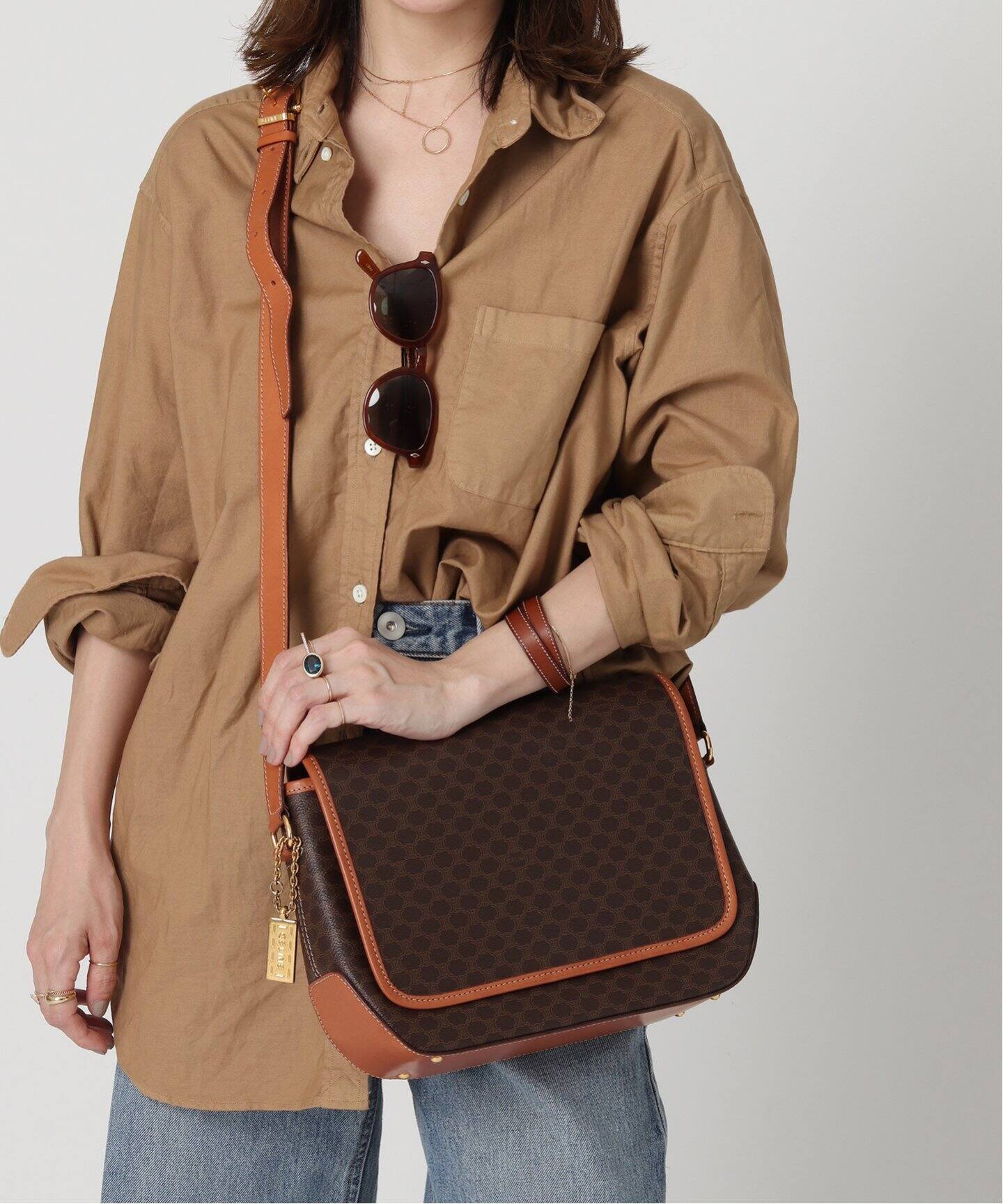 VINTAGE CELINE/セリーヌ】マカダム ショルダーバッグ（ショルダー  