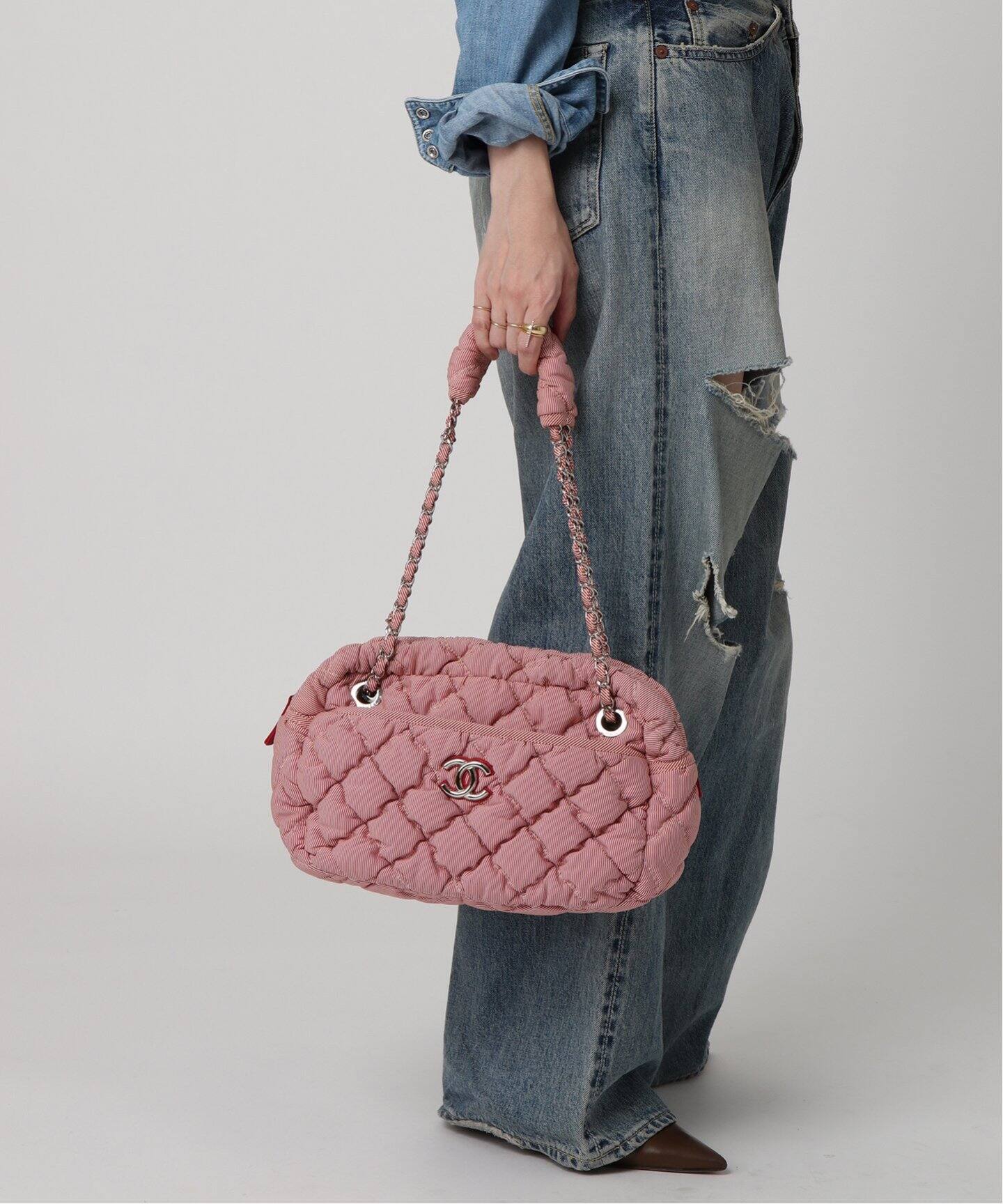 VINTAGE CHANEL/シャネル】 Bobble quilt チェーンショルダーバッグ