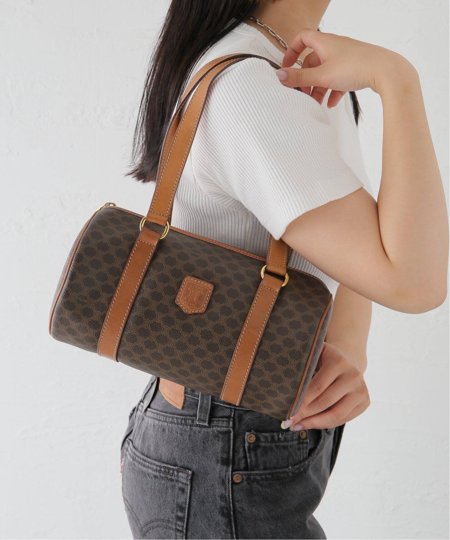 VINTAGE CELINE/セリーヌ】マカダム ボストンバッグ（ボストン 