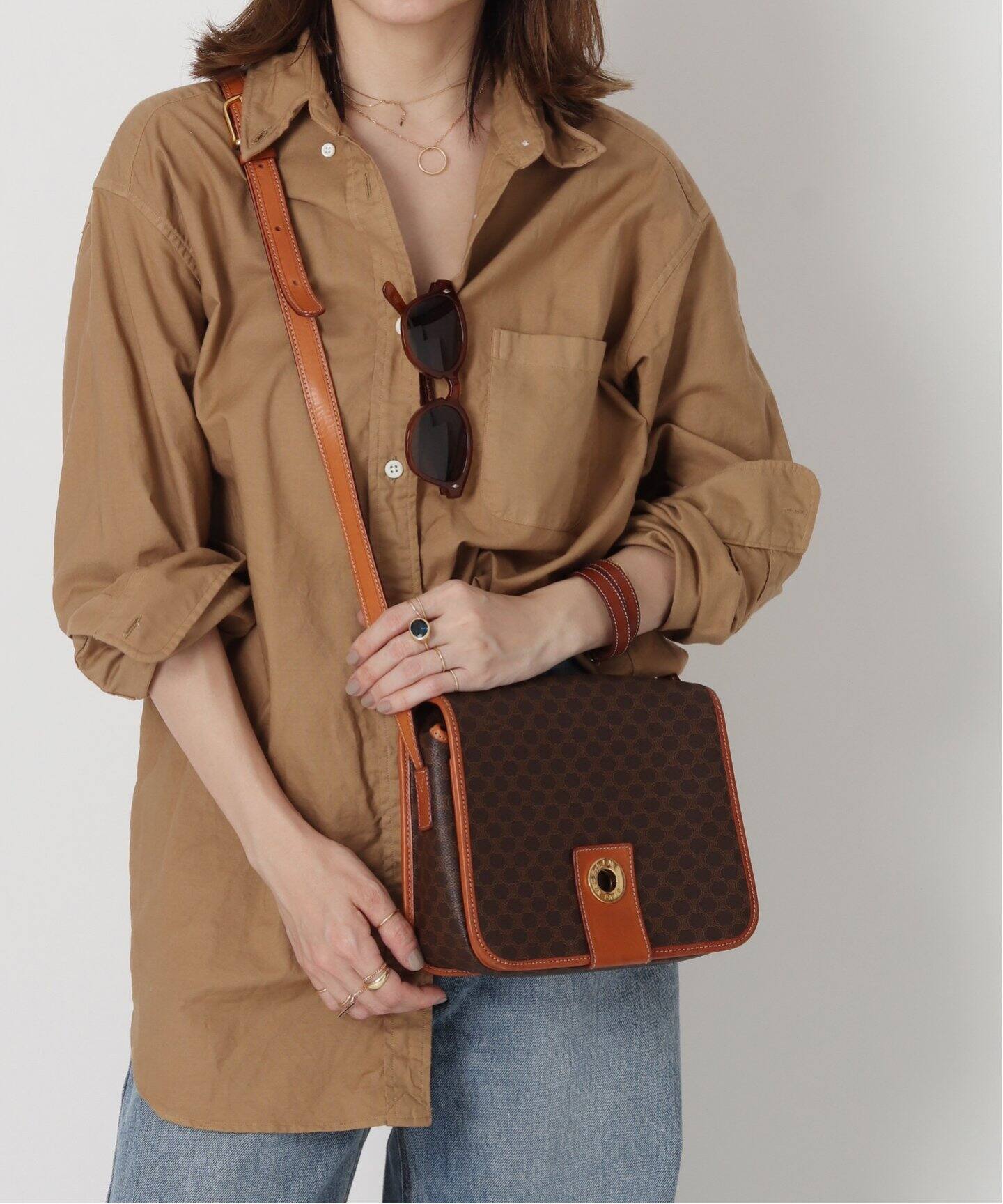 VINTAGE CELINE/セリーヌ】マカダム ショルダーバッグ（ショルダー 