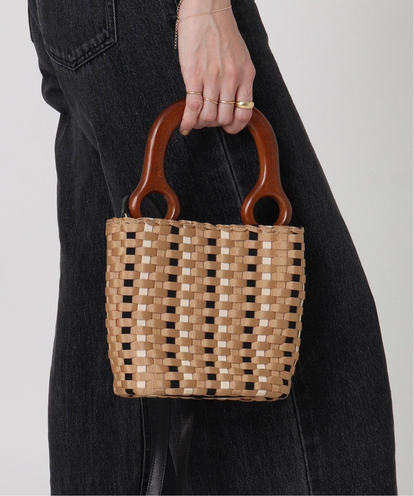 VINTAGE FERRAGAMO/フェラガモ】ウッドハンドル 2wayバッグ  