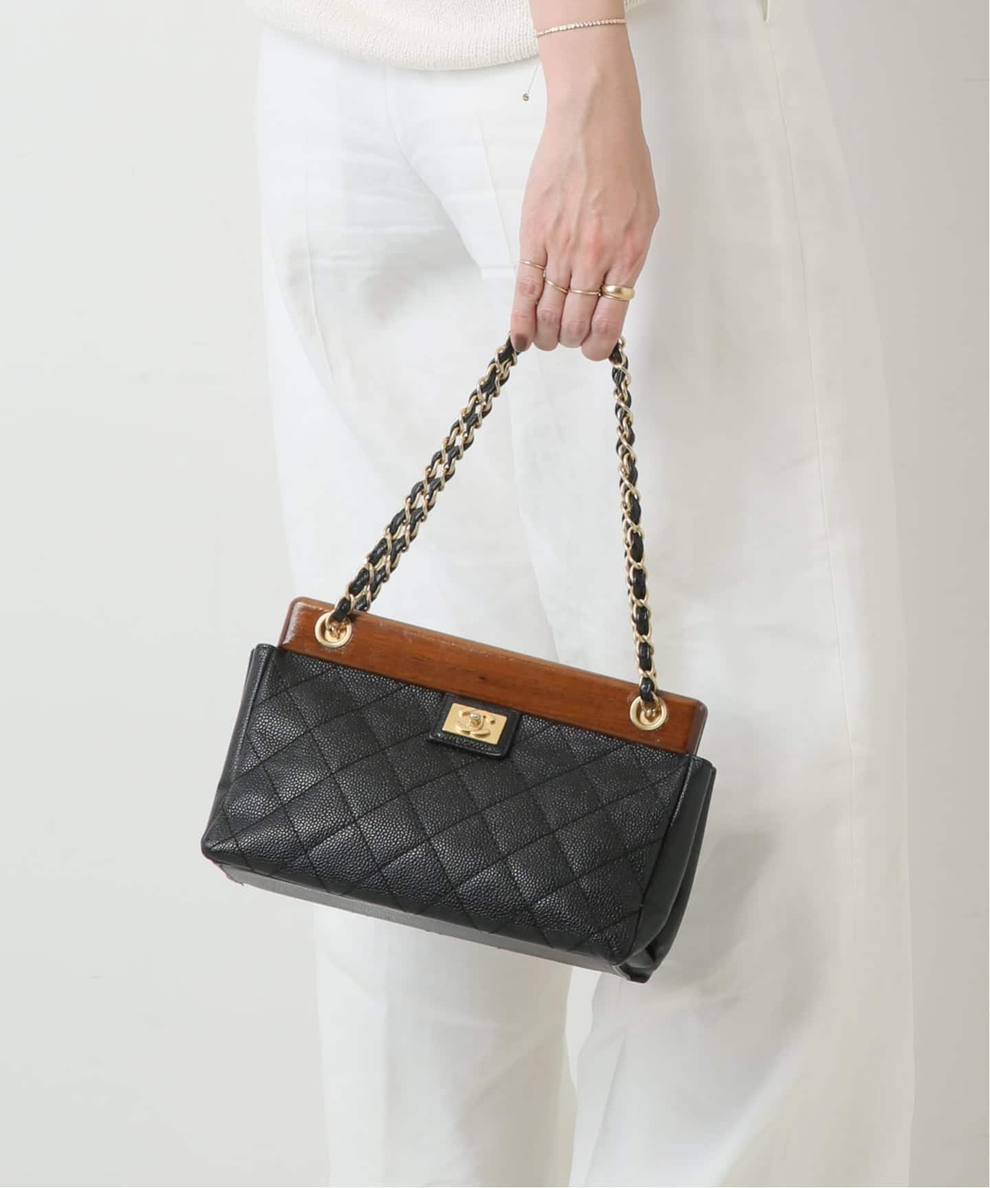 VINTAGE CHANEL/シャネル】Matelasse チェーンショルダーバッグ wood