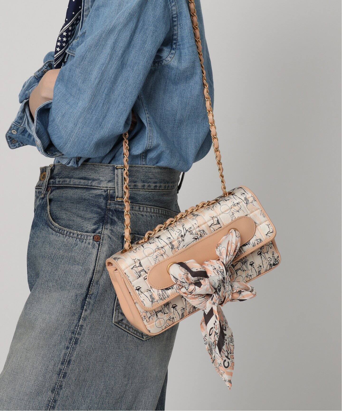 VINTAGE CHANEL/シャネル】Choco bar スカーフショルダーバッグ