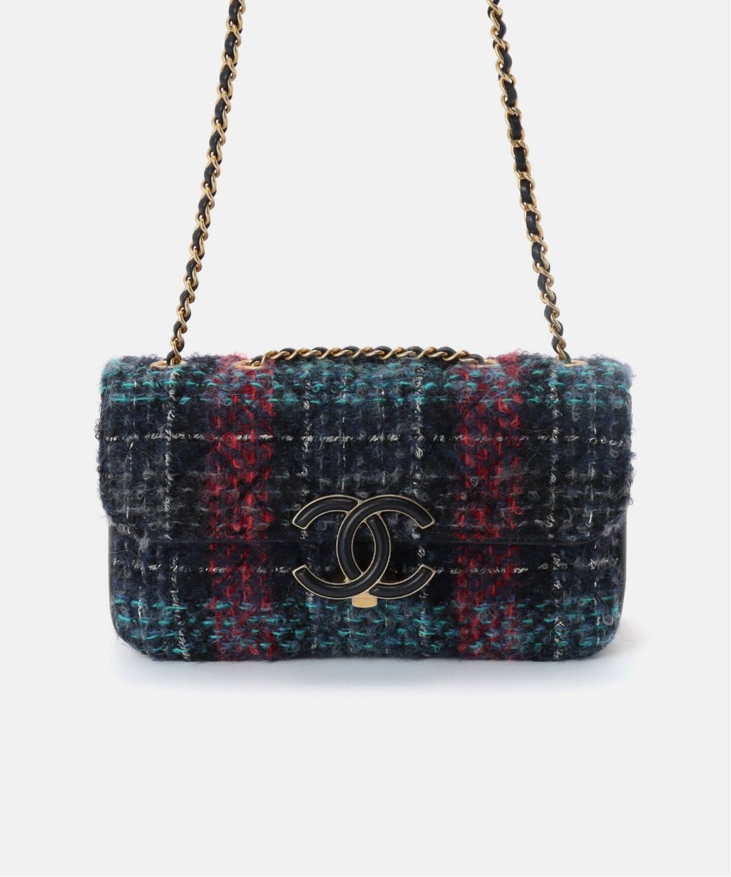 【極美品】シャネルCHANELマトラッセチェーンショルダーバッグ柄ショール布タグ CHANEL/シャネル】 Matelase チェーンショルダーバッグ 22 tweed